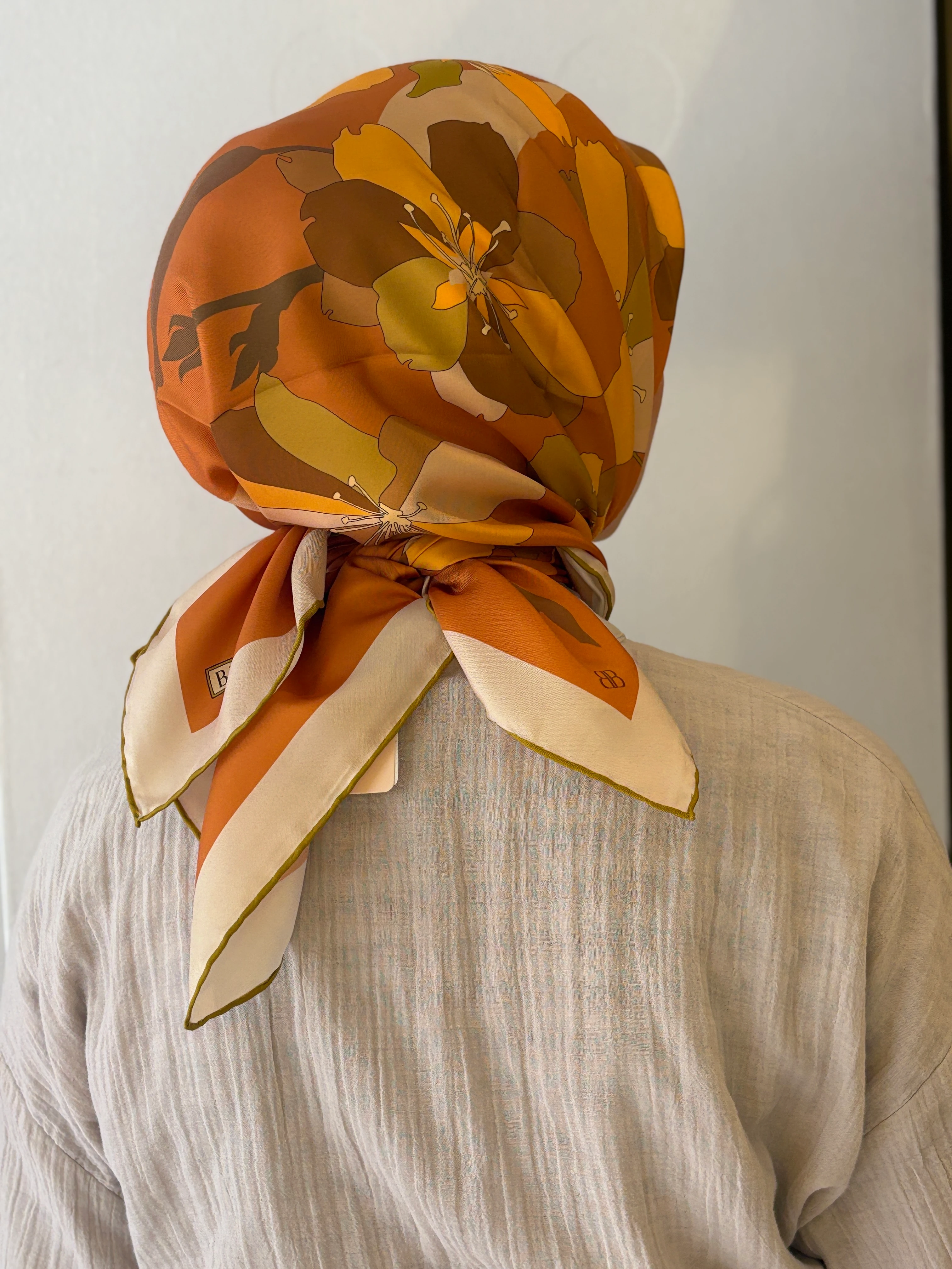 Belli Twill İpek Eşarp- 2025 Yaz - Turuncu-Hardal