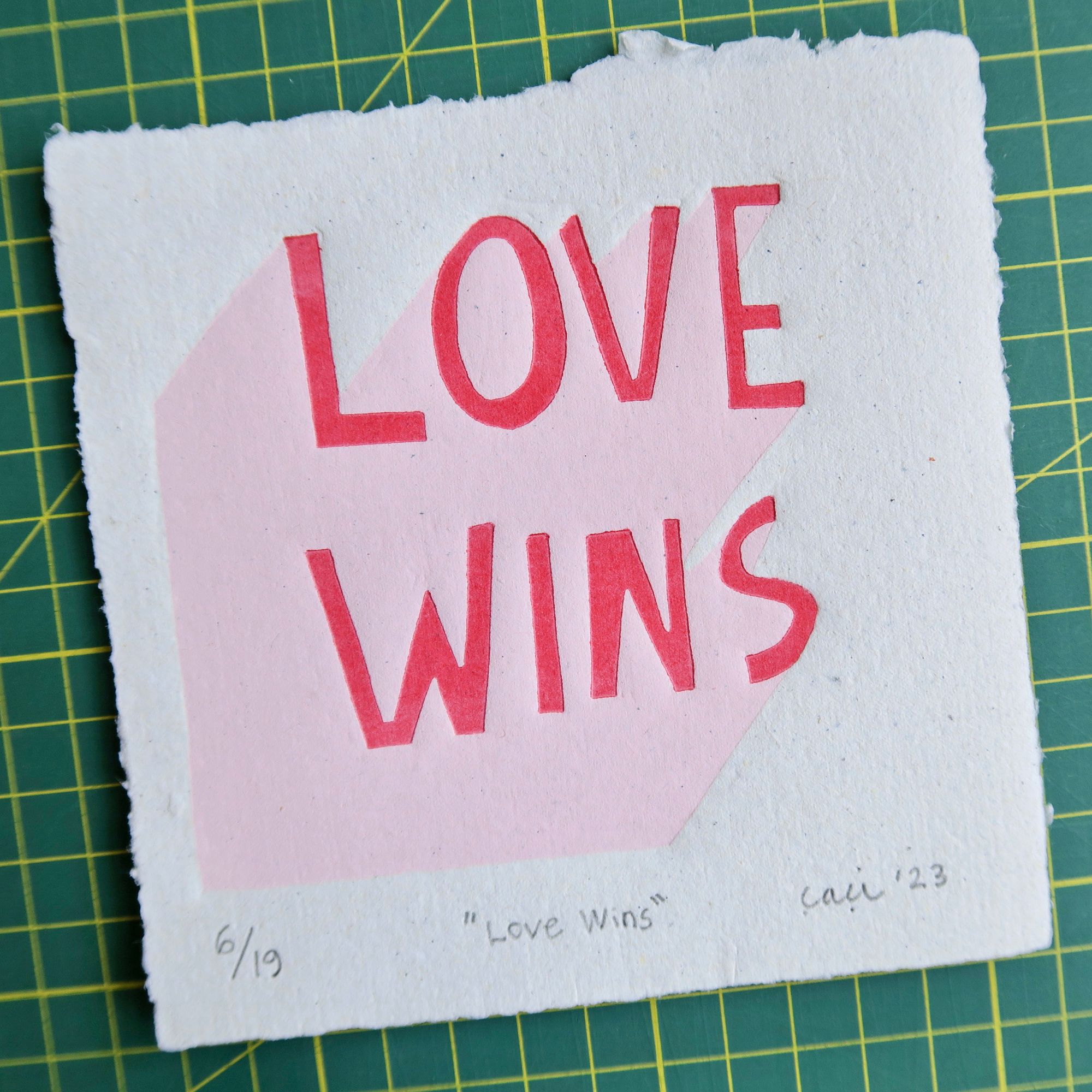 "Love Wins" Linol Baskı