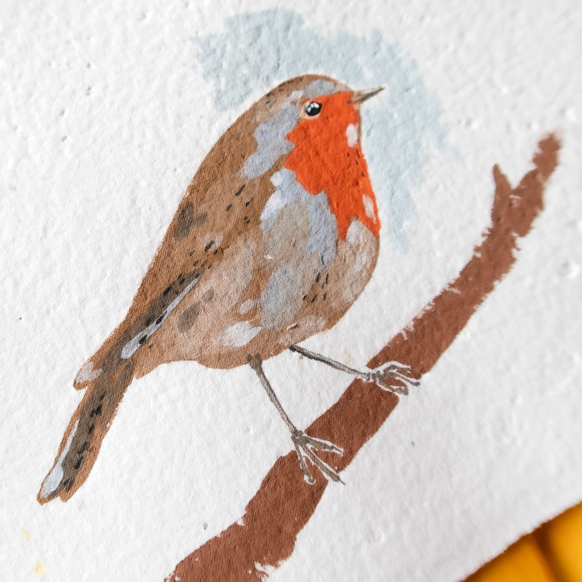 Kızılgerdan Kuşu Guaj Resim