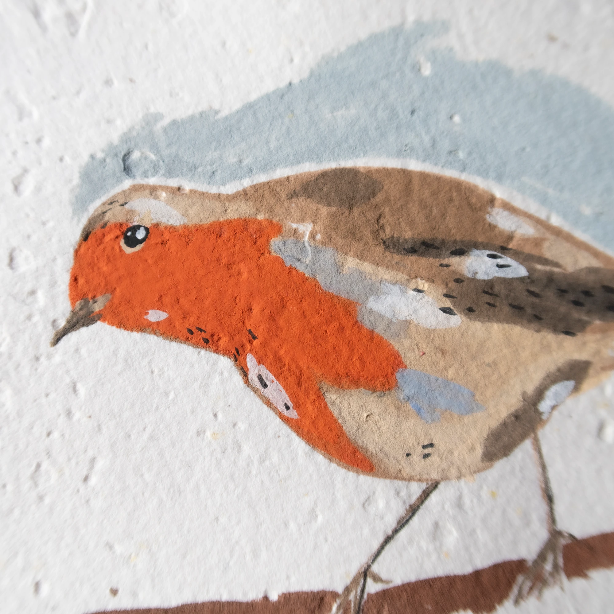 Kızılgerdan Kuşu Çerçeveli Guaj Resim