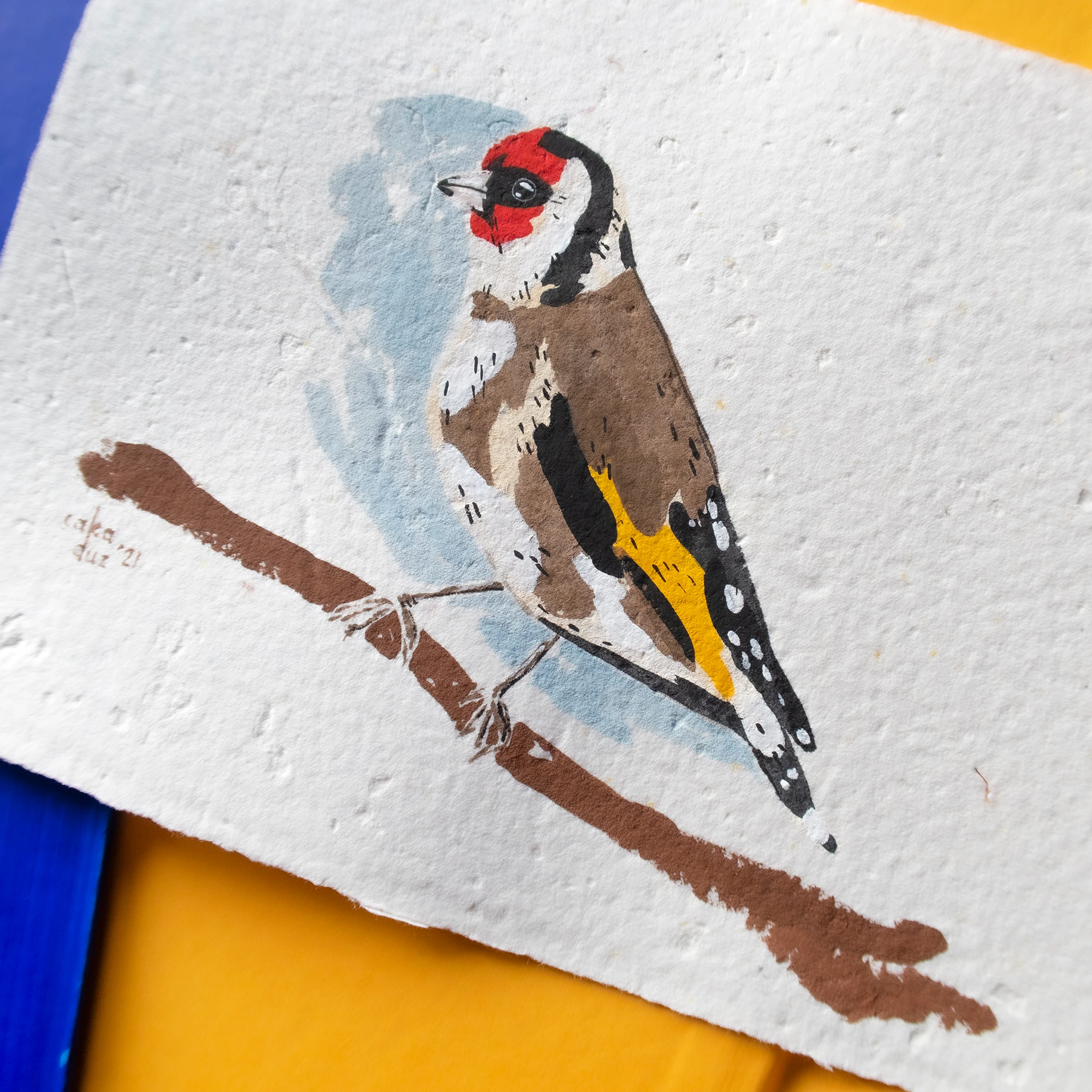 Saka Kuşu Çerçeveli Guaj Resim