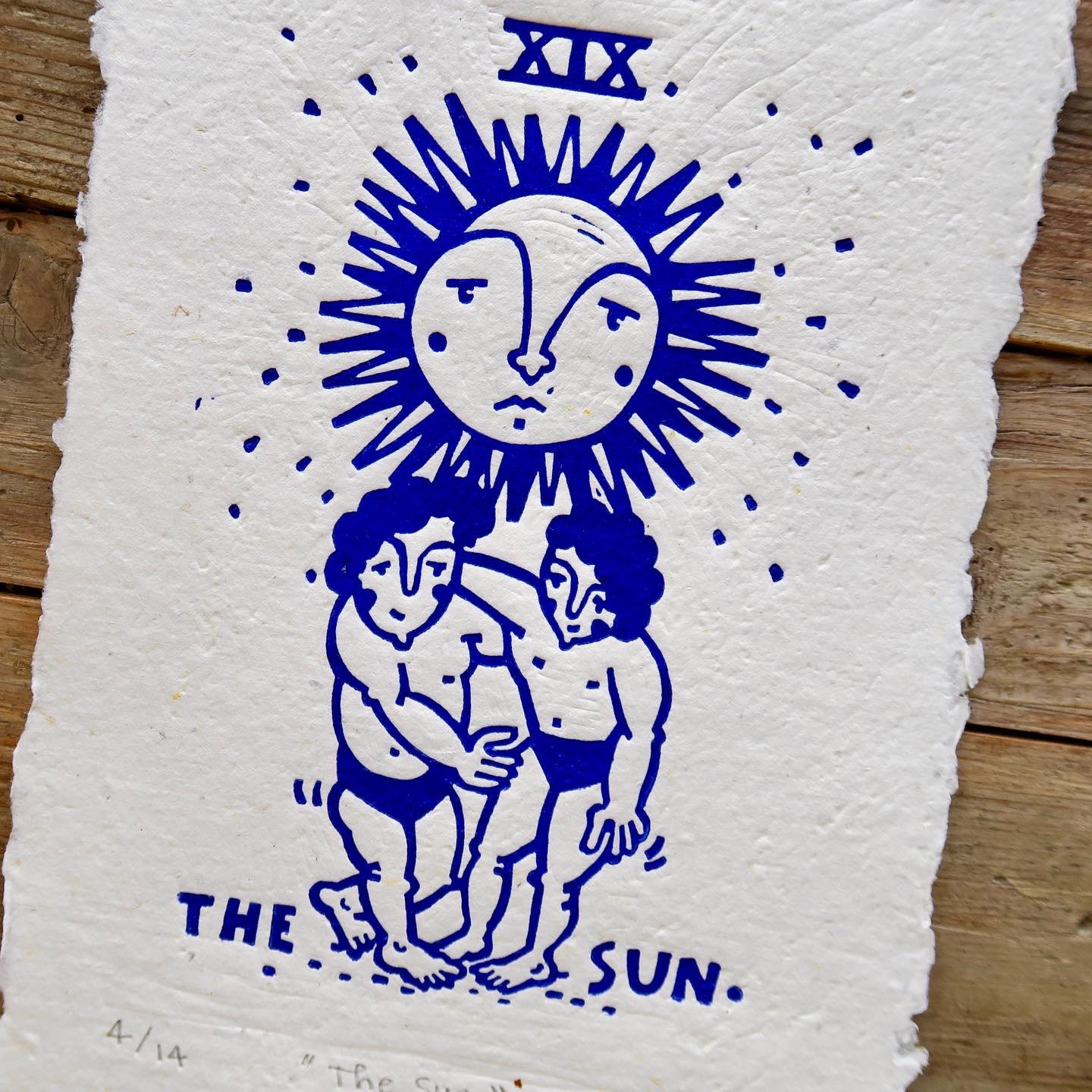 "The Sun." Çerçeveli Linol Baskı