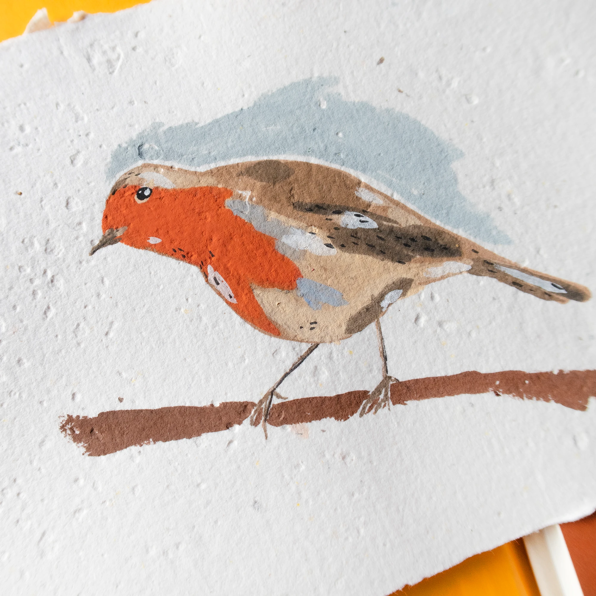 Kızılgerdan Kuşu Guaj Resim