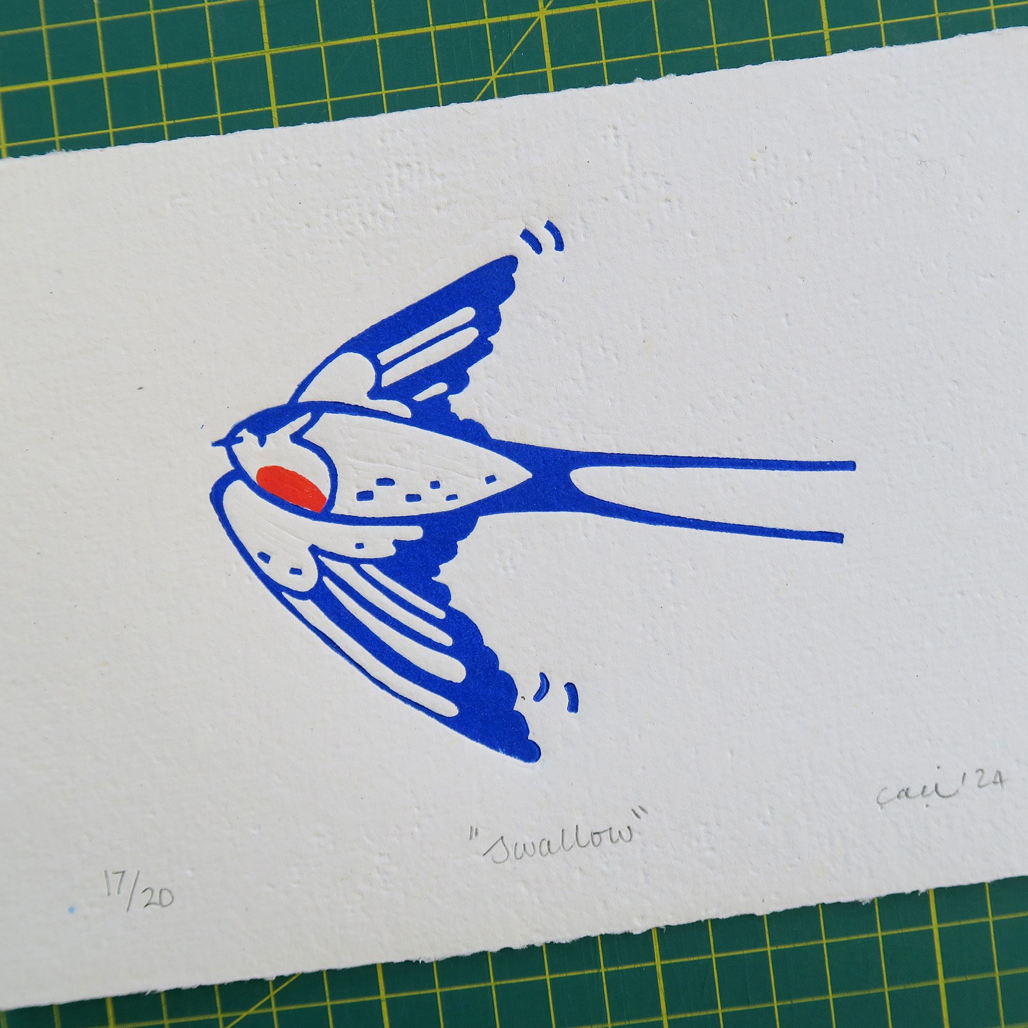 "Swallow" Linocut Print