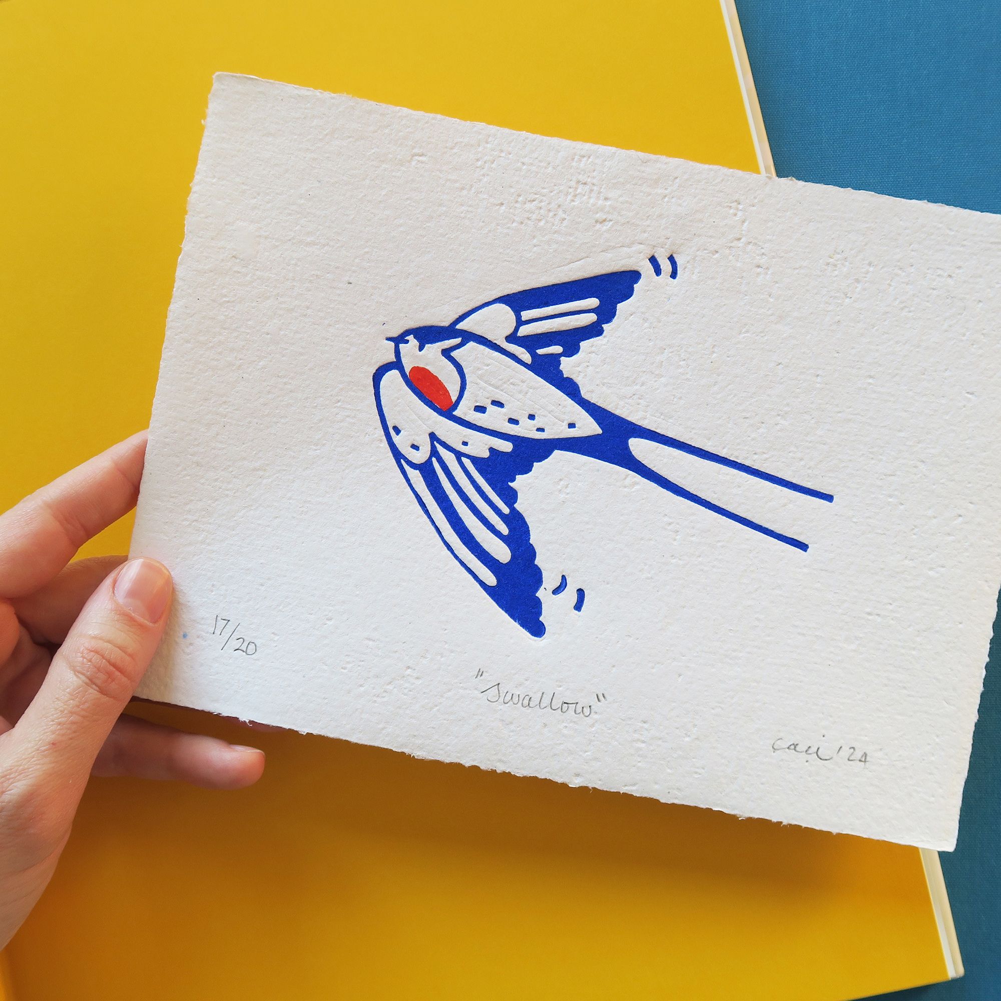 "Swallow" Linocut Print