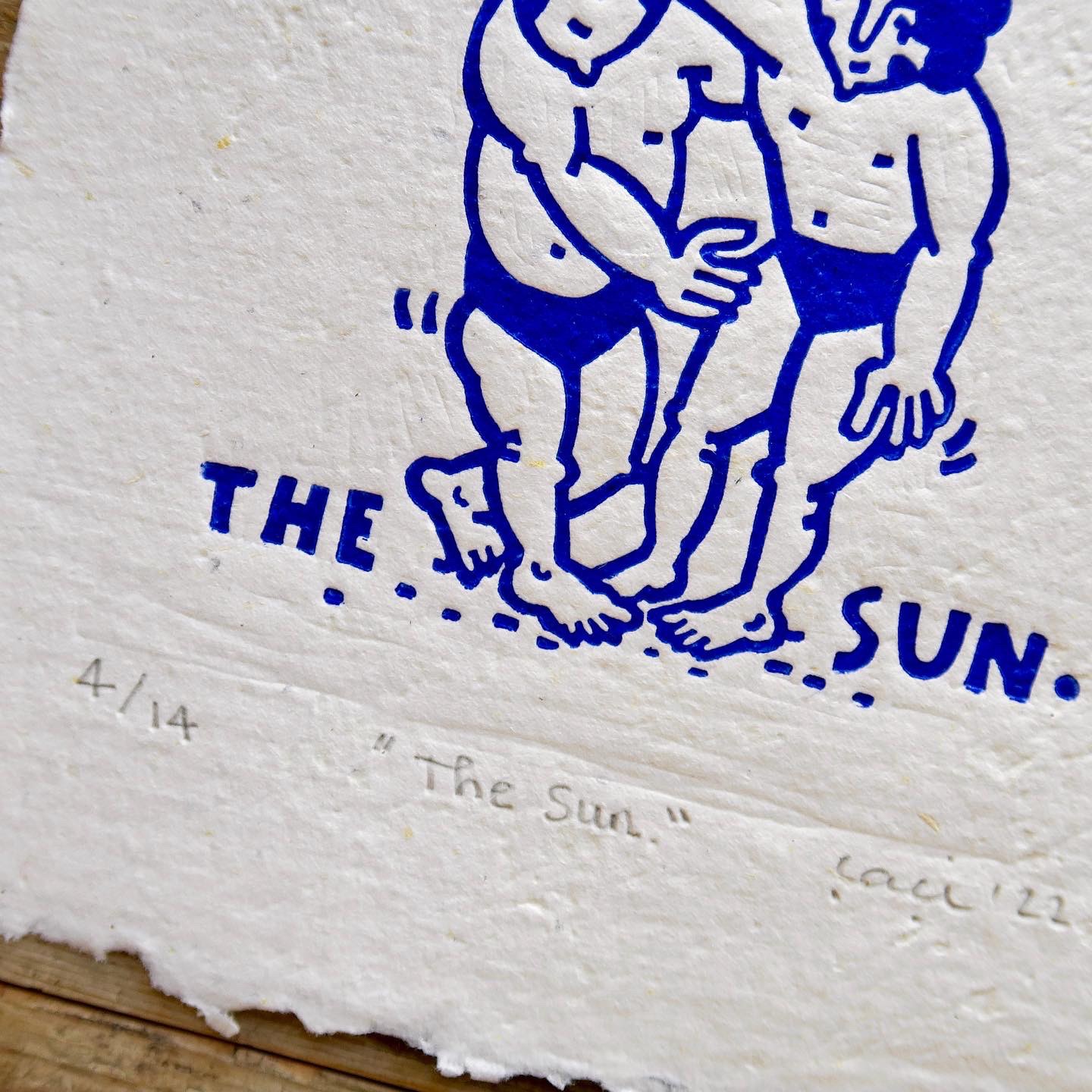 "The Sun." Çerçeveli Linol Baskı