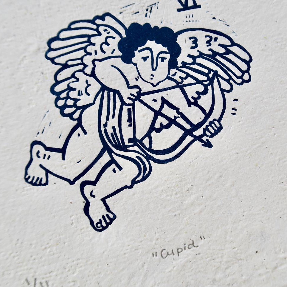 "Cupid" Linol Baskı