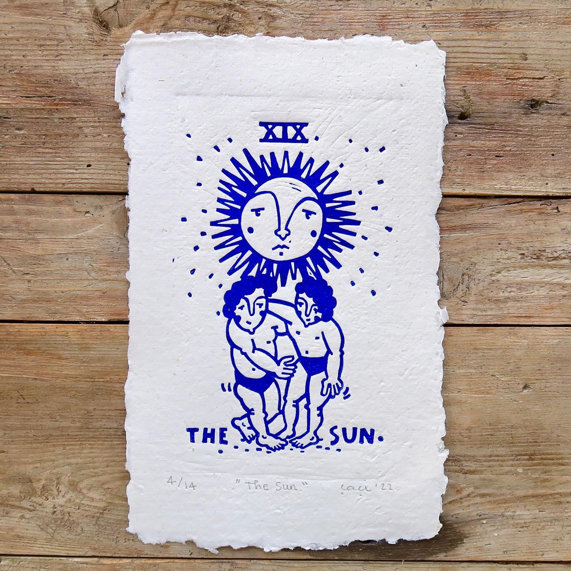 "The Sun." Çerçeveli Linol Baskı