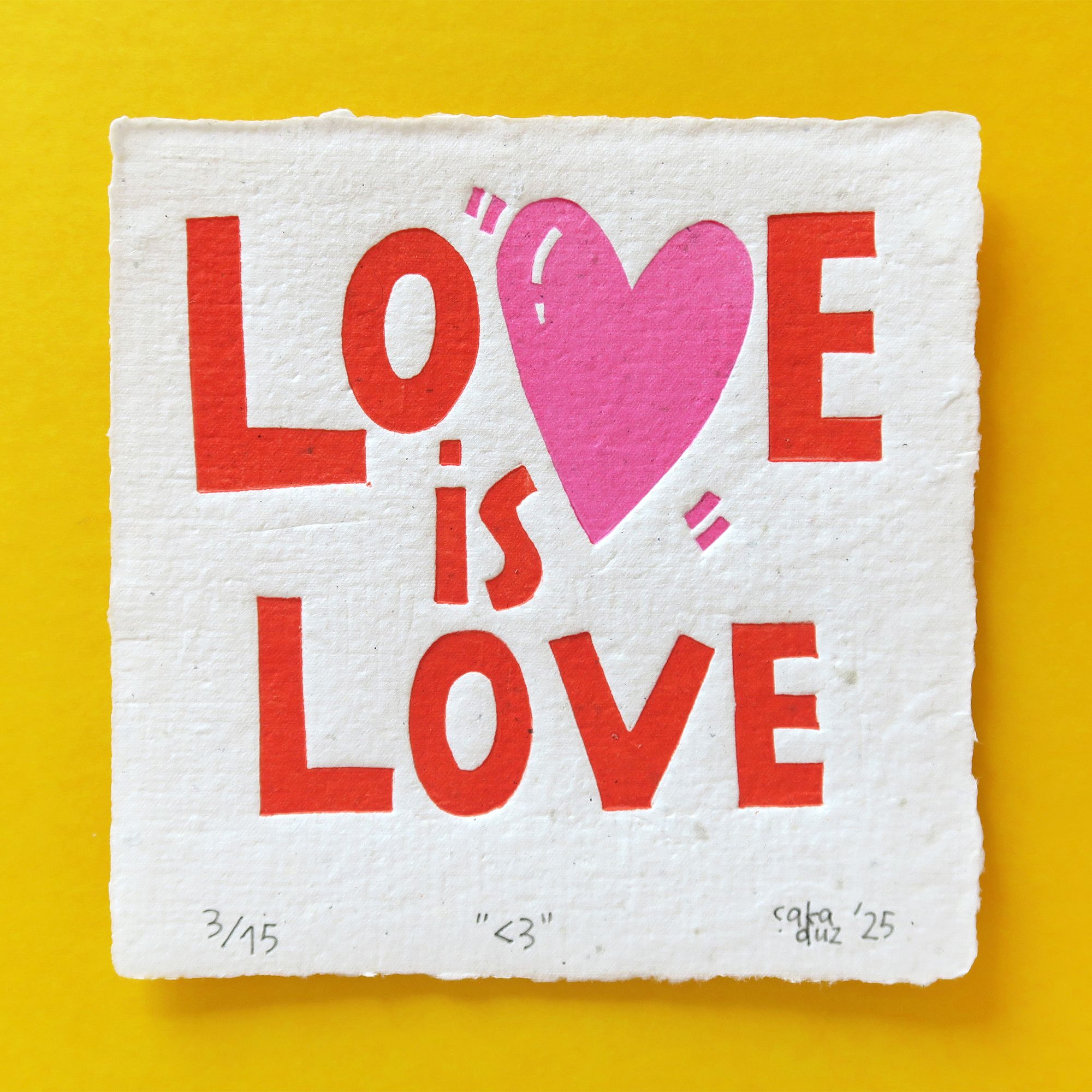 "Love is Love" Çerçeveli Linol Baskı