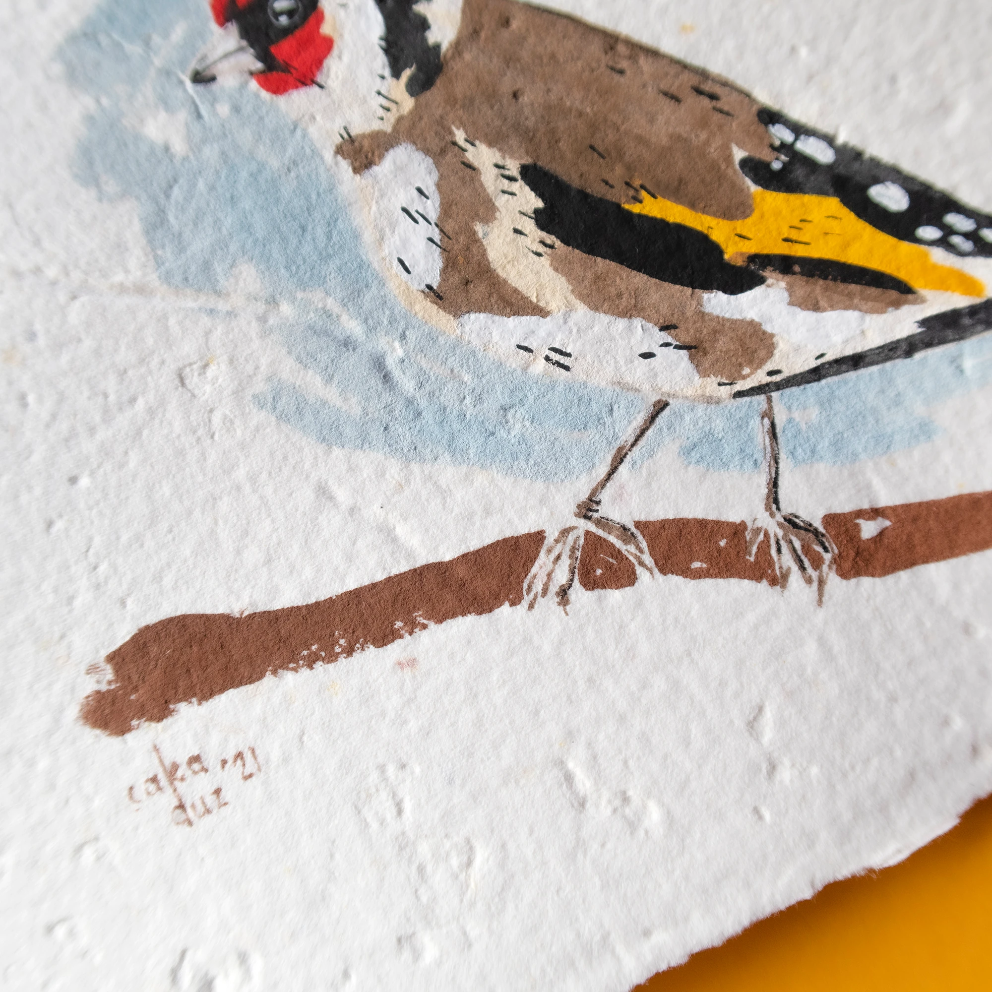 Saka Kuşu Çerçeveli Guaj Resim