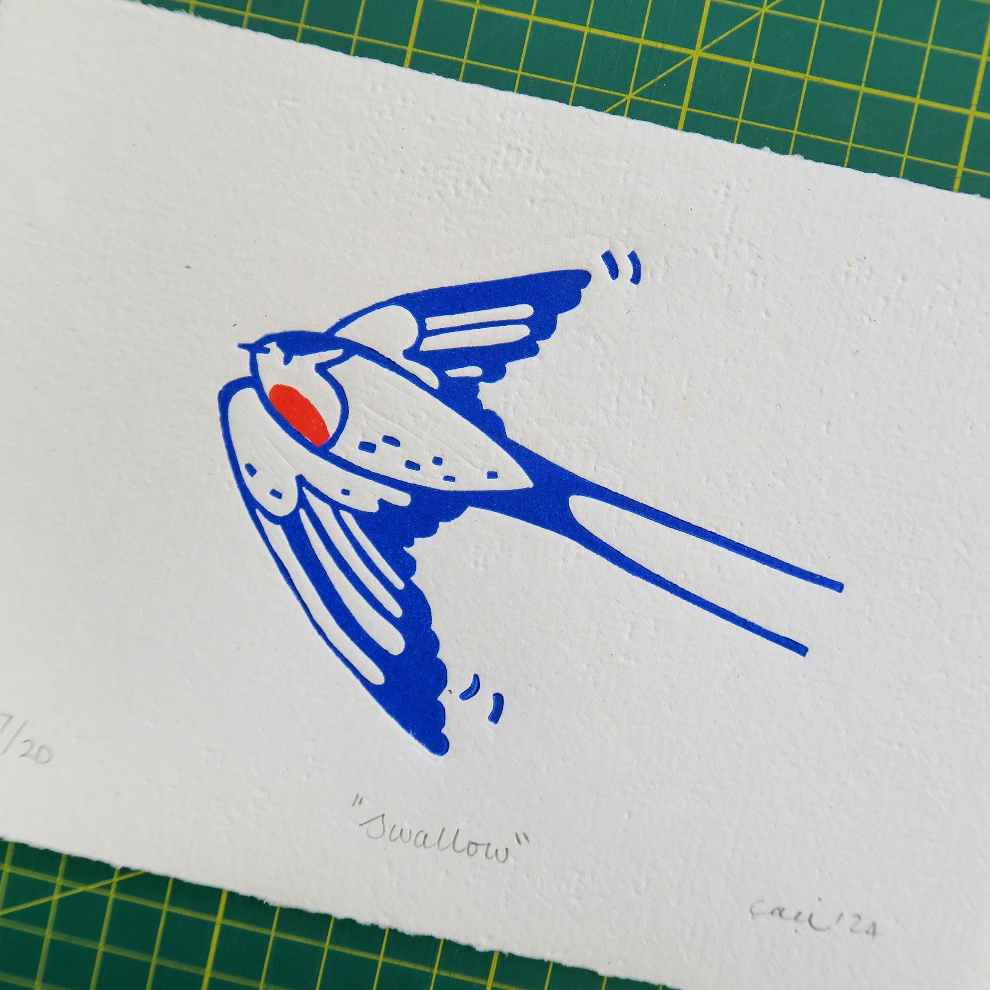 "Swallow" Linocut Print