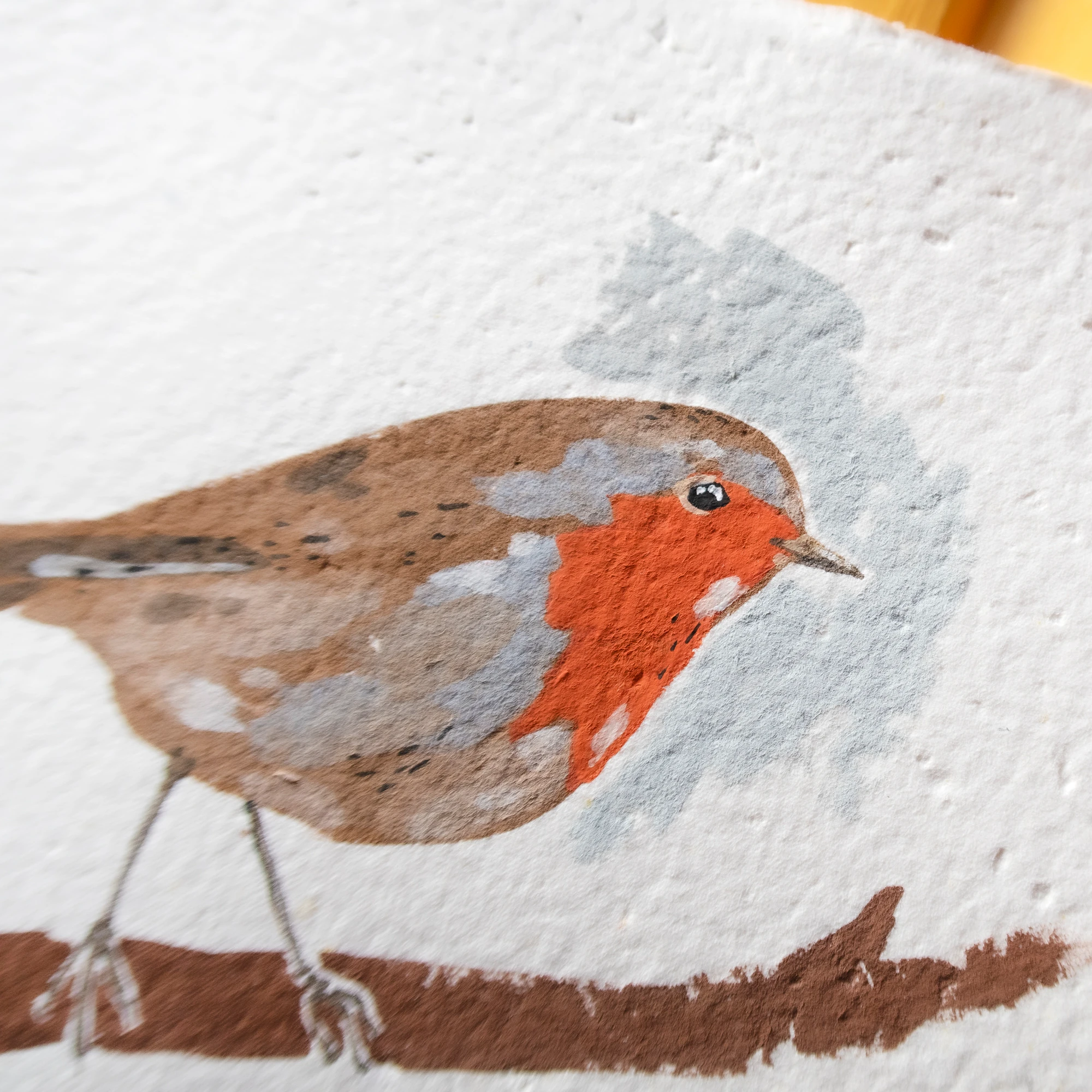 Kızılgerdan Kuşu Çerçeveli Guaj Resim