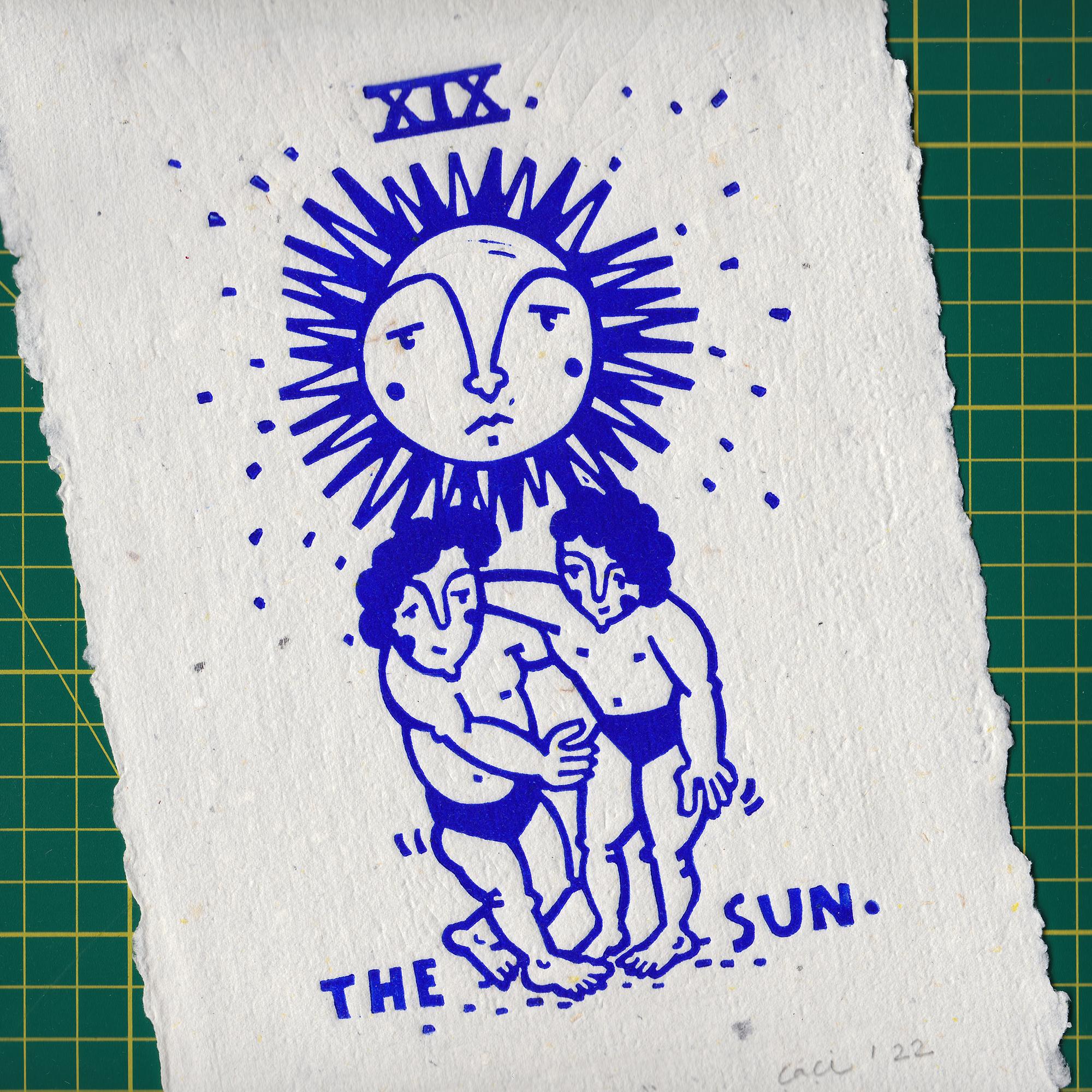 "The Sun." Çerçeveli Linol Baskı