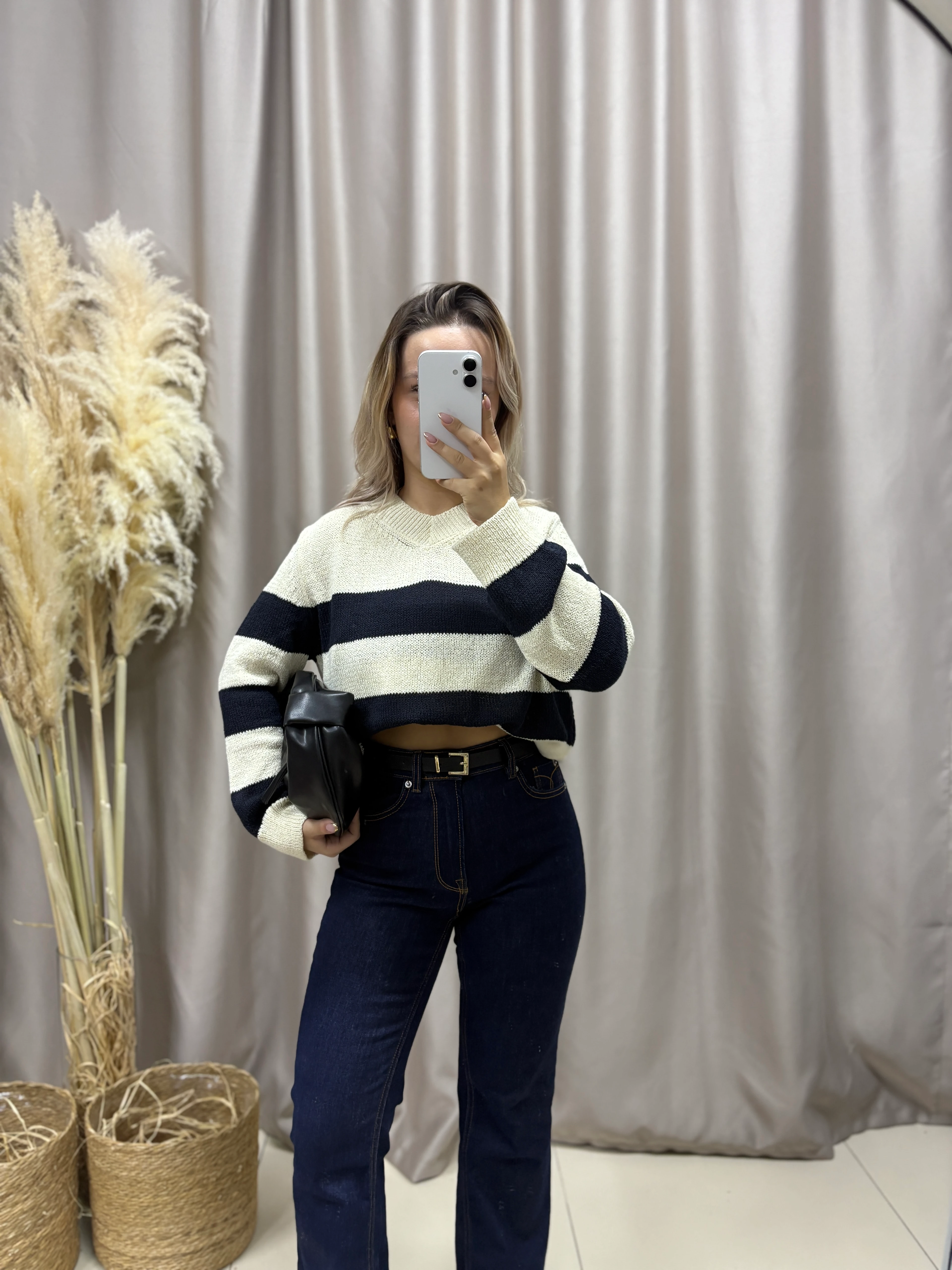 V YAKA ÇİZGİLİ TRİKO KAZAK 3749 MSSM