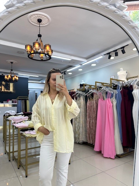 STANDART BEDEN TRANSPARAN PREMIUM SARI GÖMLEK