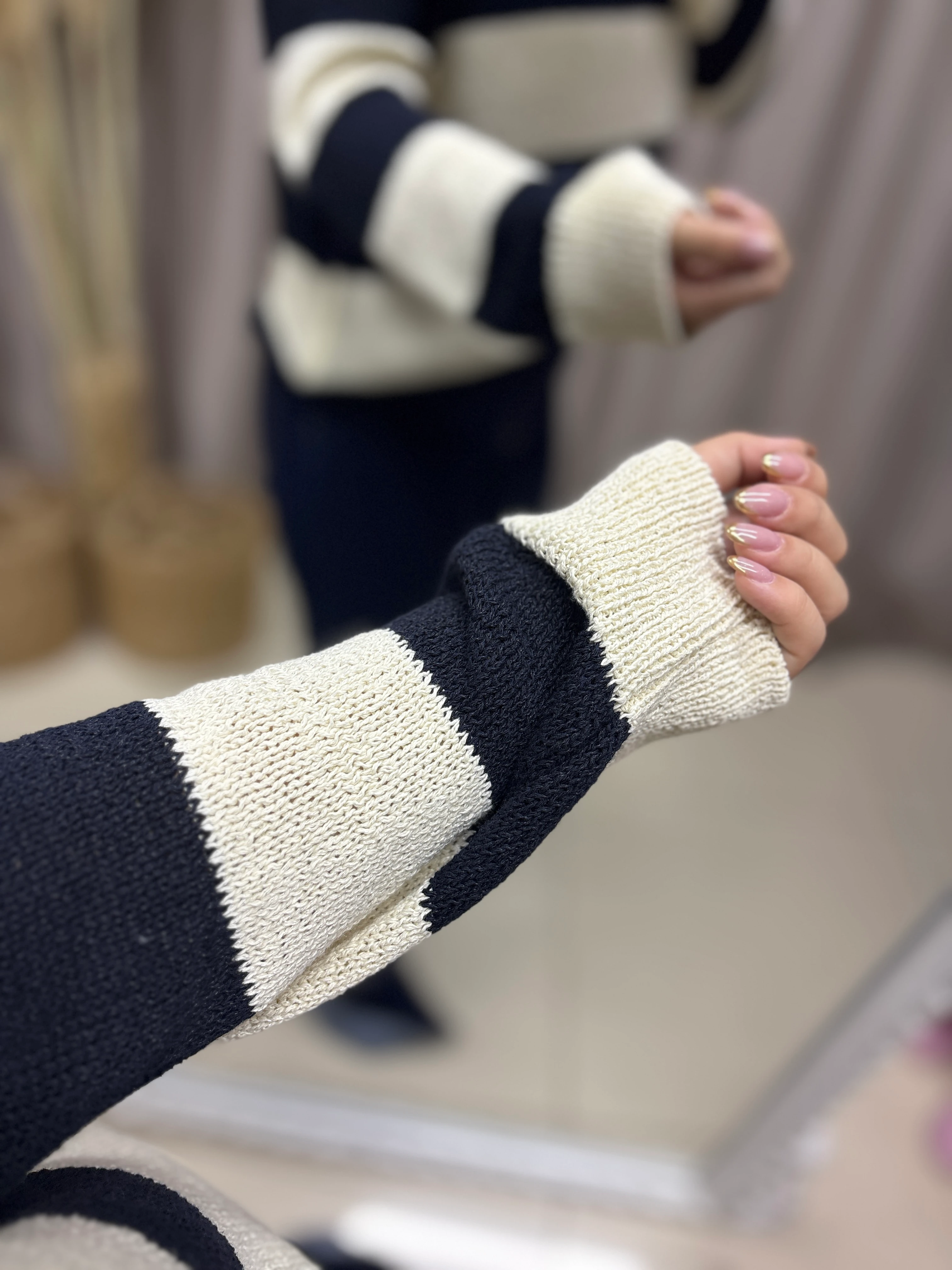 V YAKA ÇİZGİLİ TRİKO KAZAK 3749 MSSM