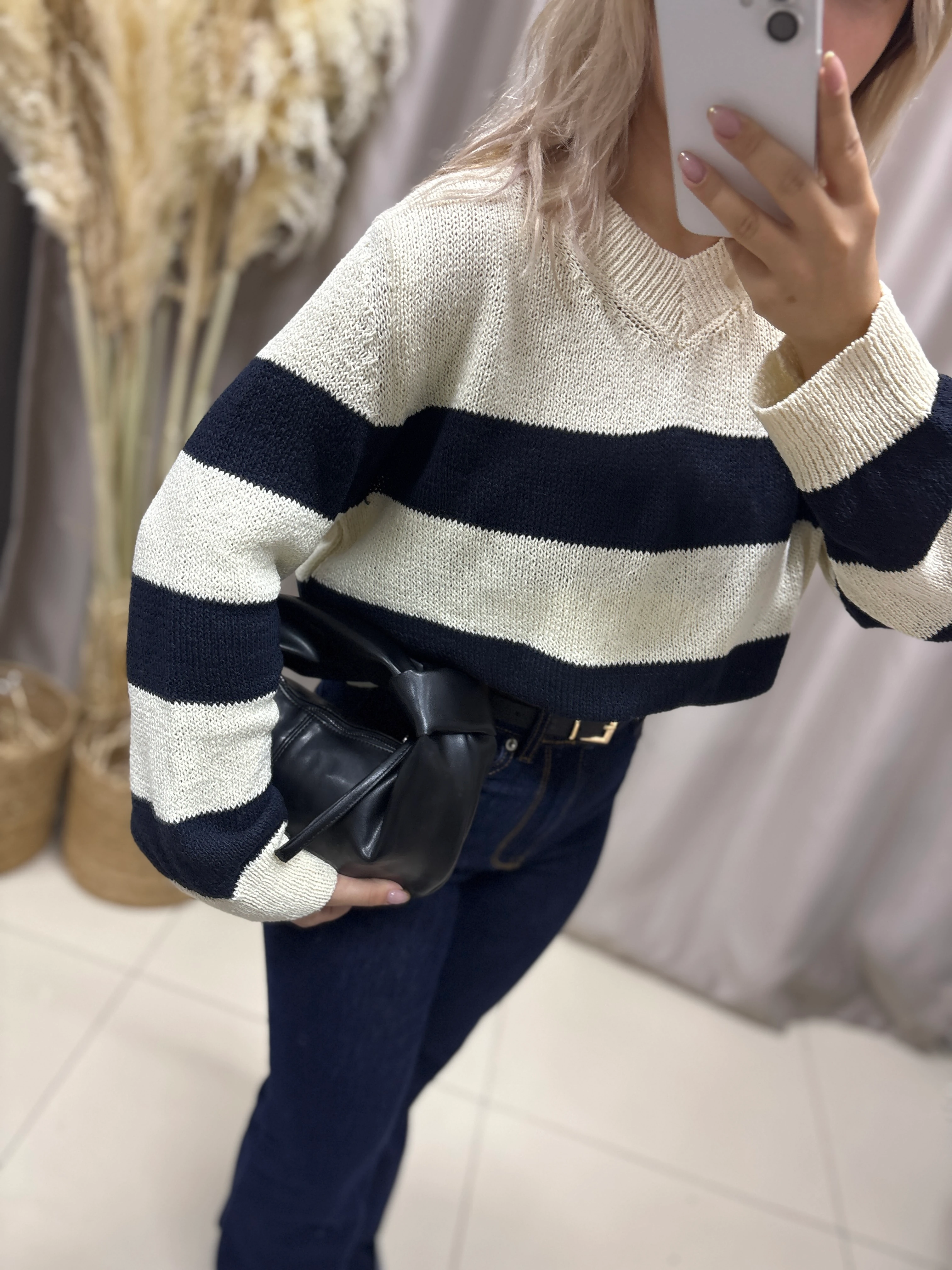 V YAKA ÇİZGİLİ TRİKO KAZAK 3749 MSSM