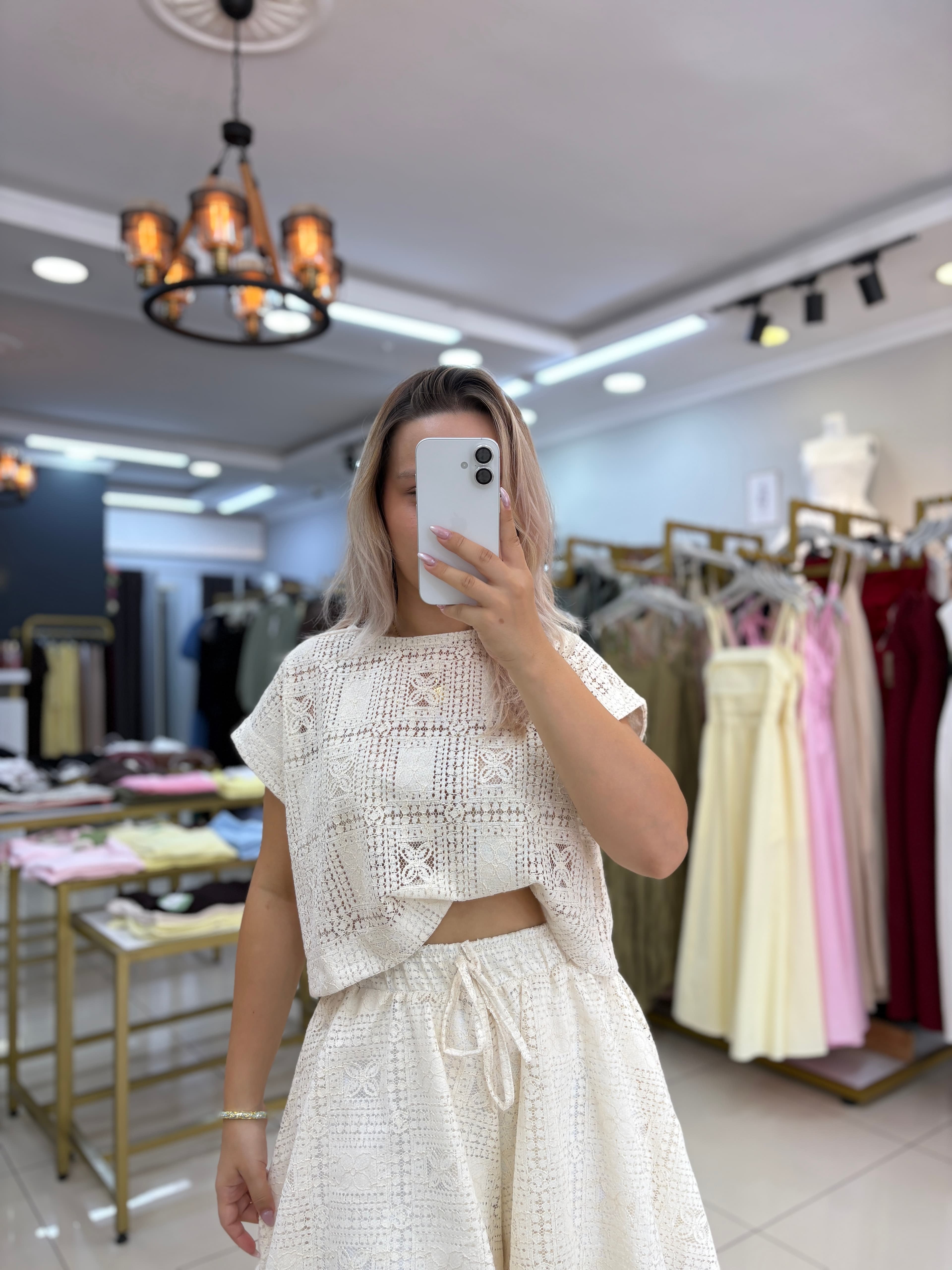 DANTEL DETAYLI ŞORT BLUZ TAKIM