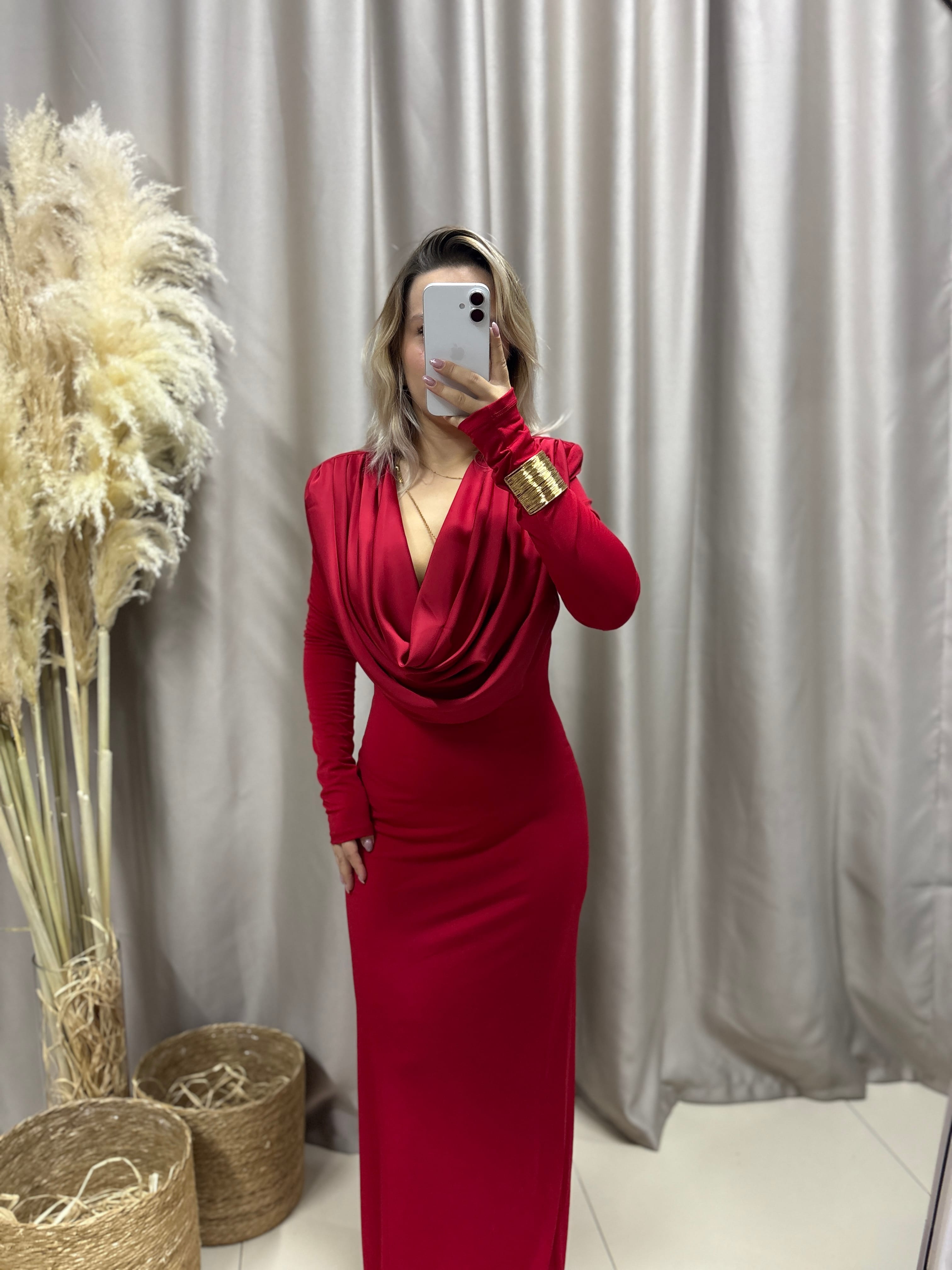 YAKA SATEN DETAYLI DEGAJE CANDY KUMAŞ ELBİSE 252649