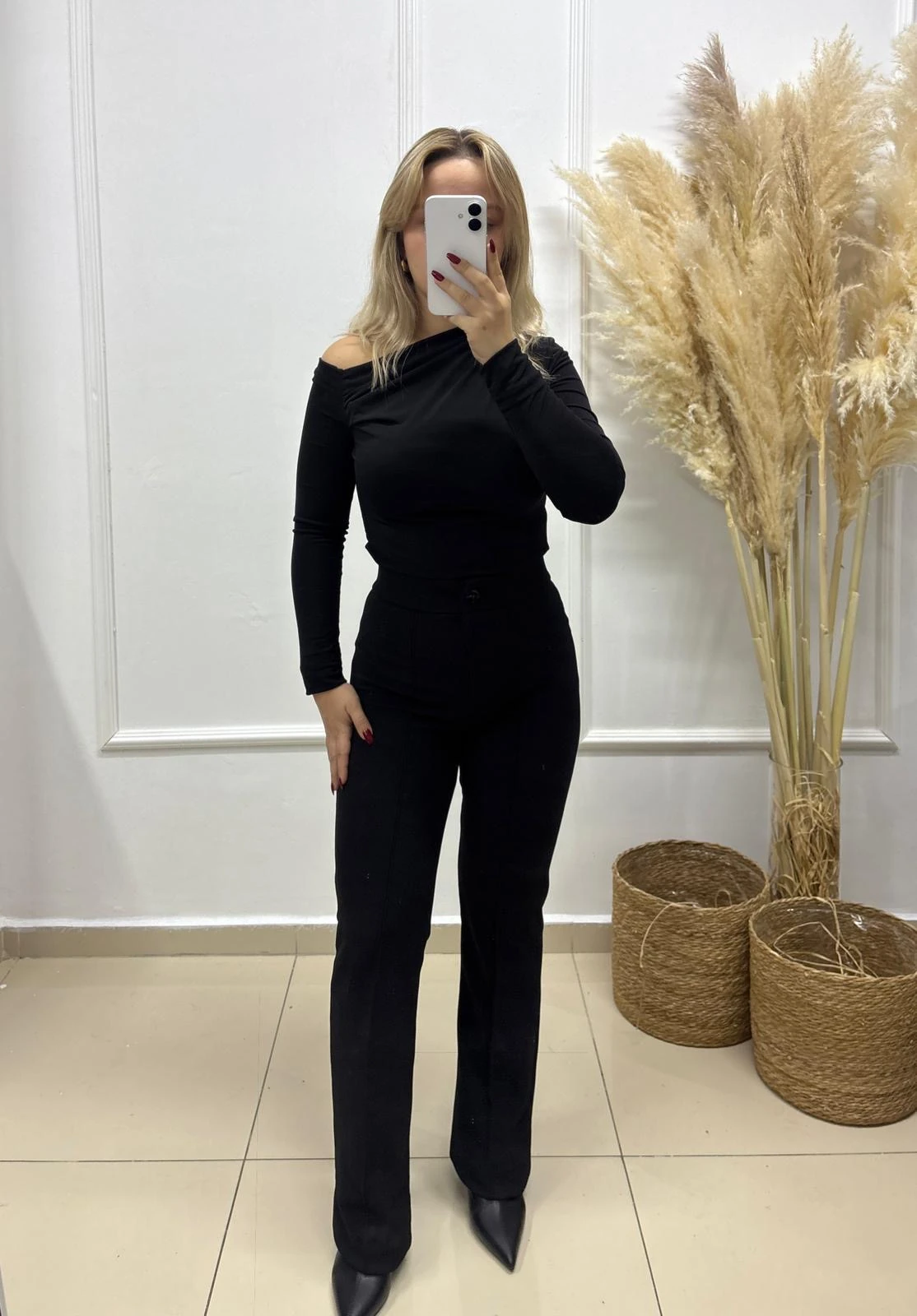 KADIN KREP KUMAŞ ÖN ÇİMALI İSPANYOL PAÇA PALAZZO PANTOLON K001