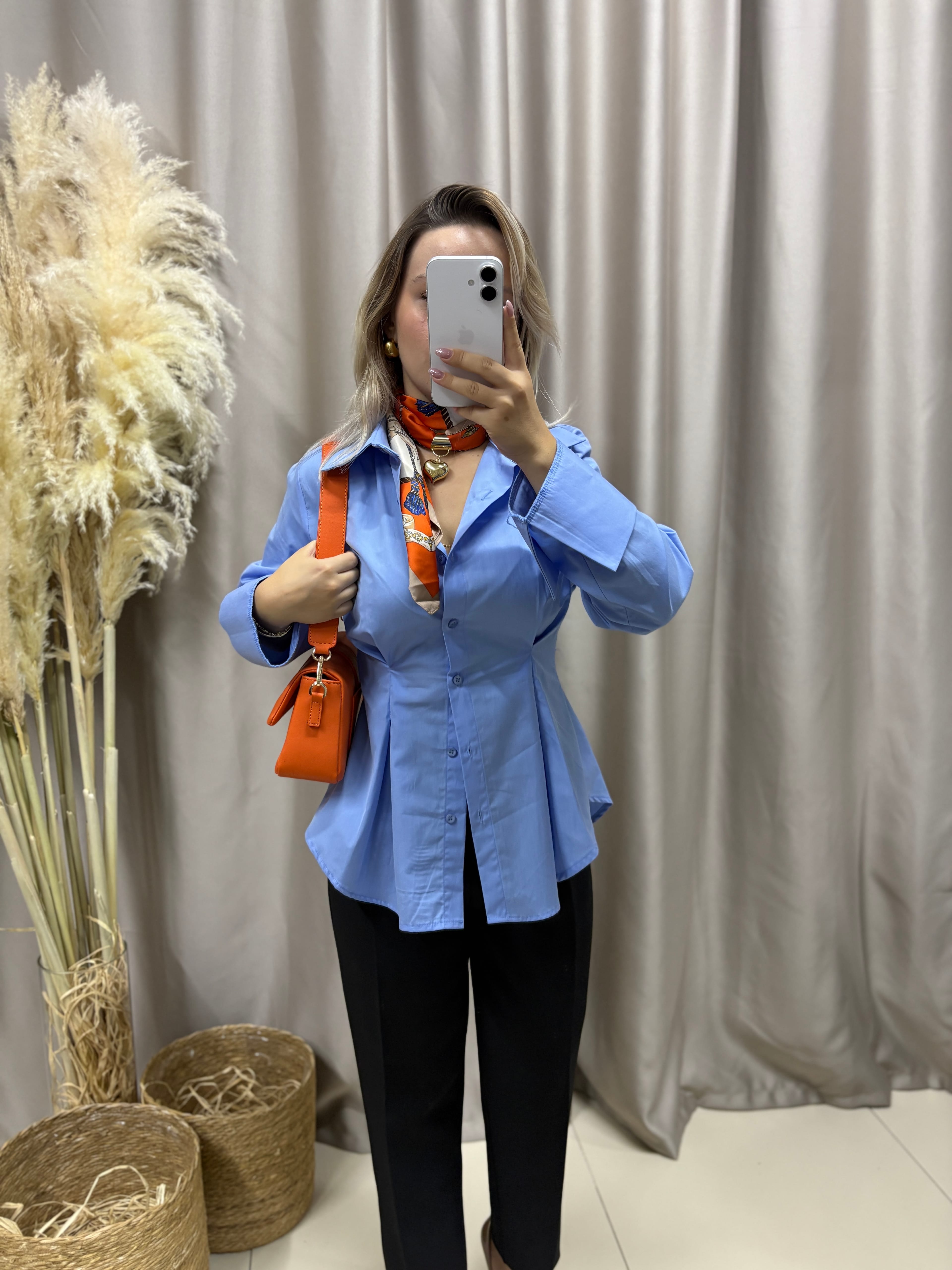 BELDEN OTURMALI MAVİ GÖMLEK 4965