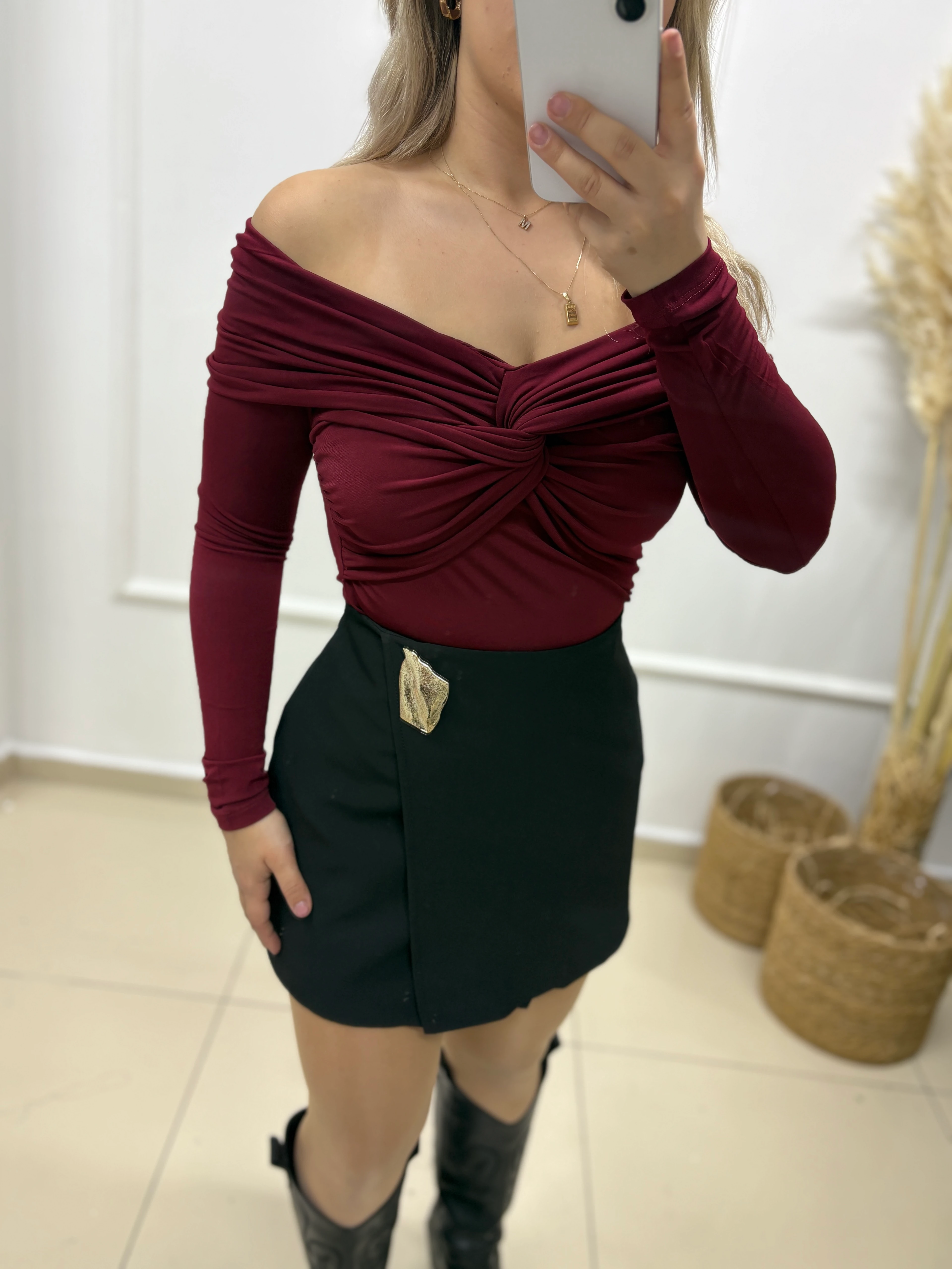 6001 METAL AKSESUAR DETAYLI MİNİ SİYAH ŞORT ETEK