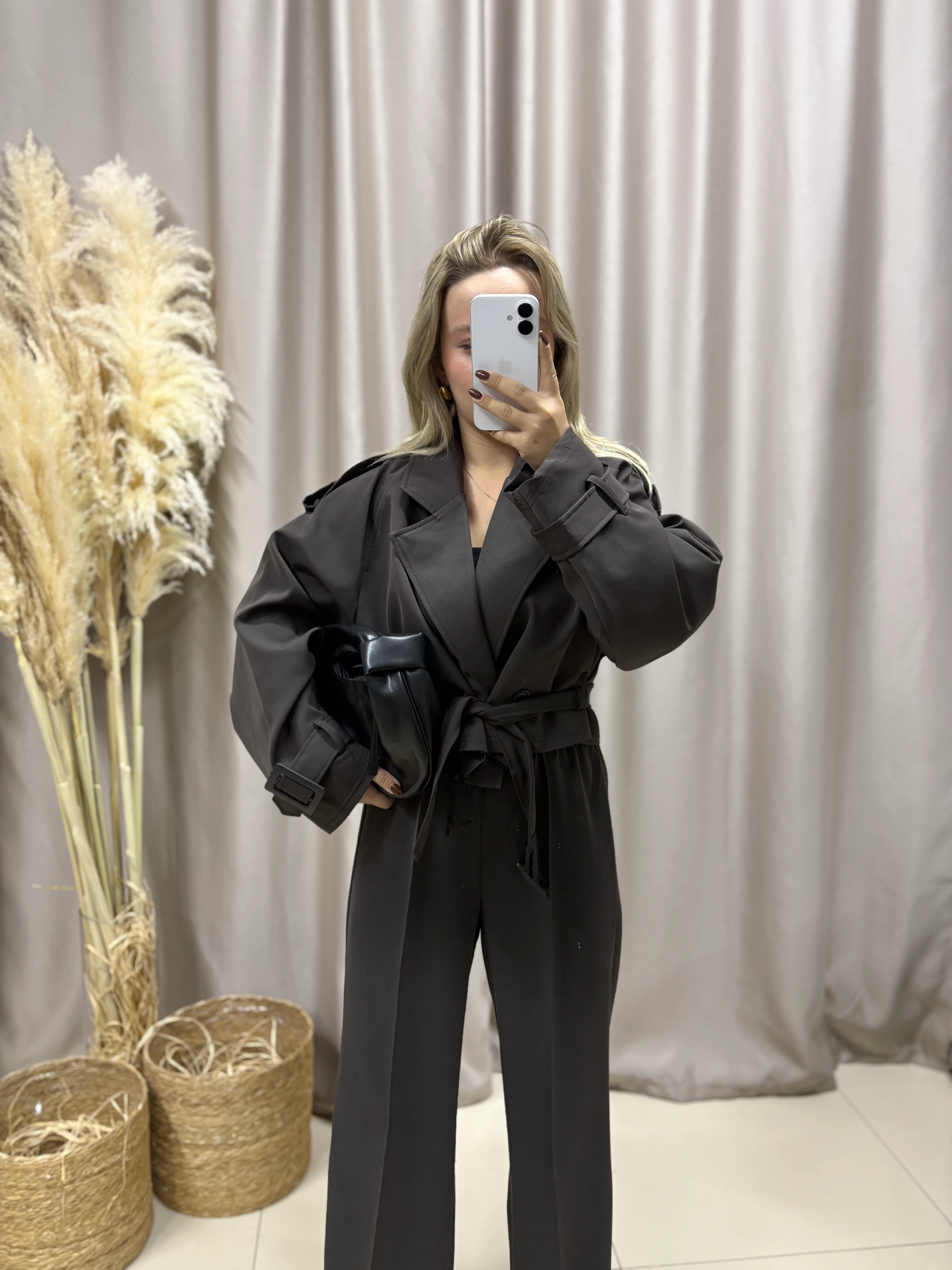 9306 REGLAN KAHVERENGİ PREMİUM KISA ÇEKET