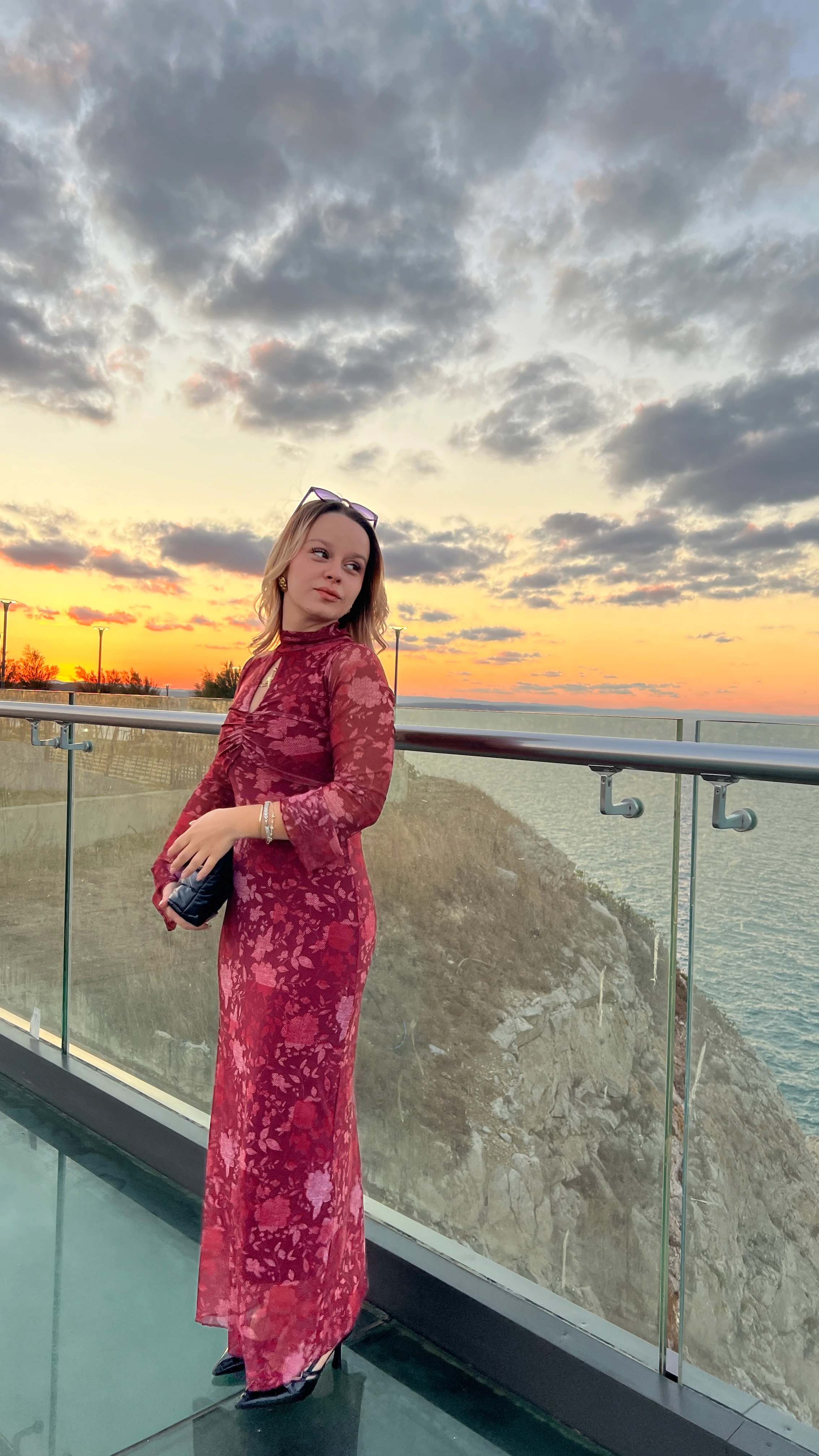 MİDİ BOY ÇİÇEK DESENLİ BORDO TÜL ELBİSE 223608