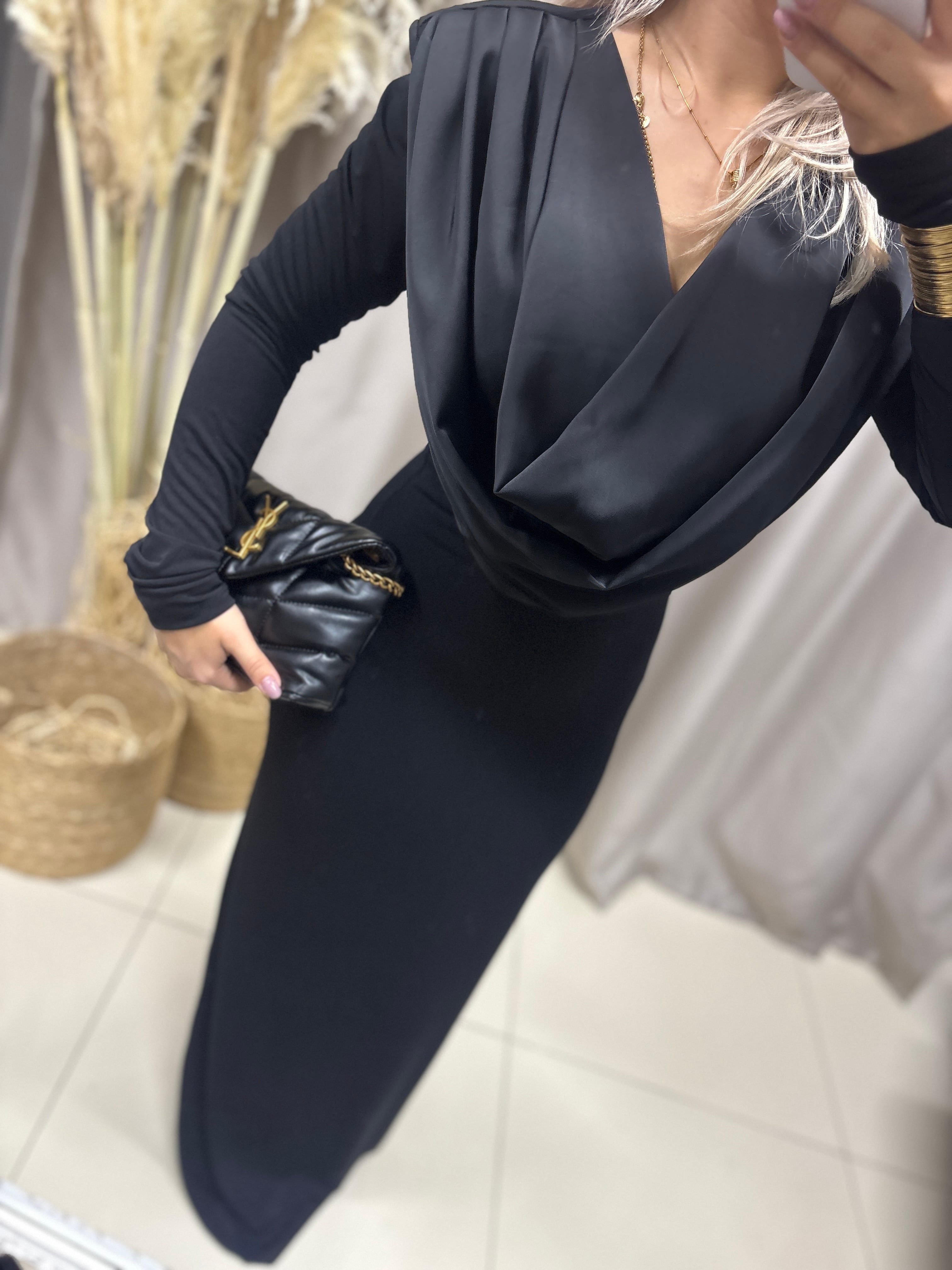 YAKA SATEN DETAYLI DEGAJE CANDY KUMAŞ ELBİSE 252649