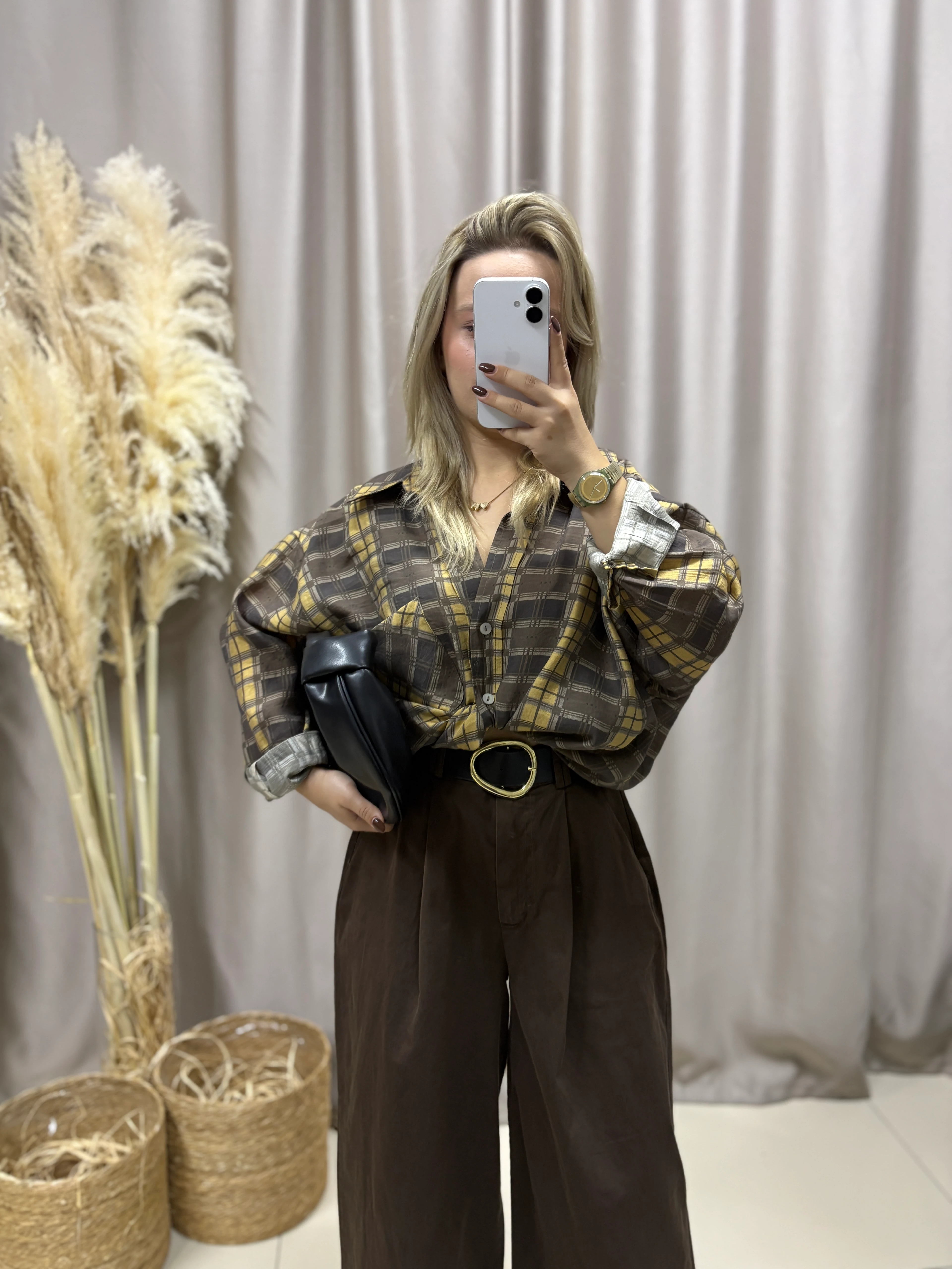 51223 PREMİUM KEMERLİ KAHVERENGİ PALAZZO PANTOLON