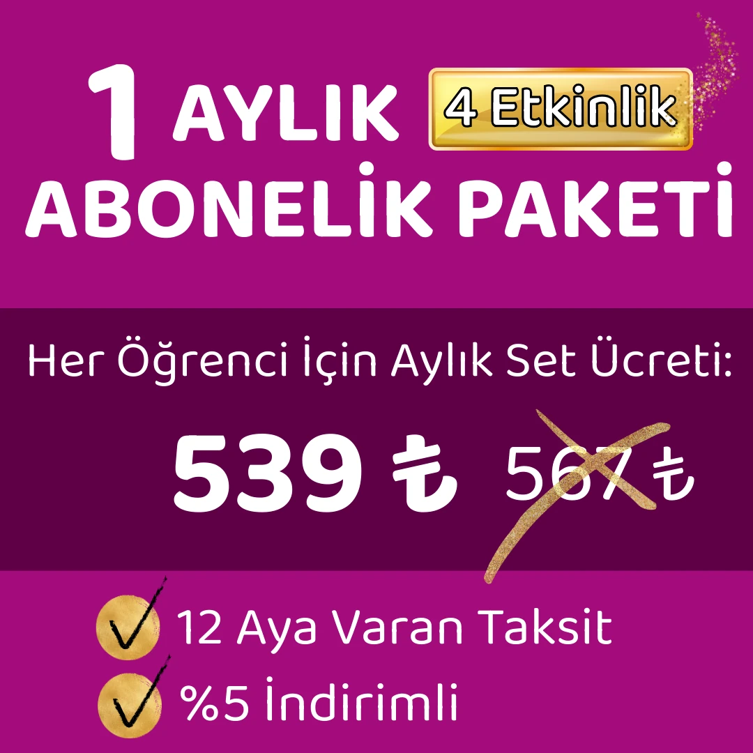 1 AYLIK ABONELİK PAKETİ / 4 ETKİNLİK