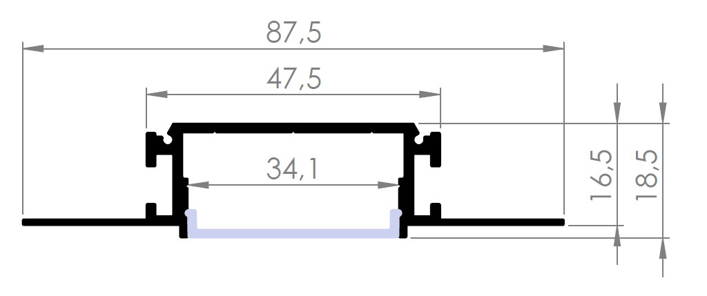 35 mm Trimless Sıva Altı (Alçıpan) Profili - 635 ASL