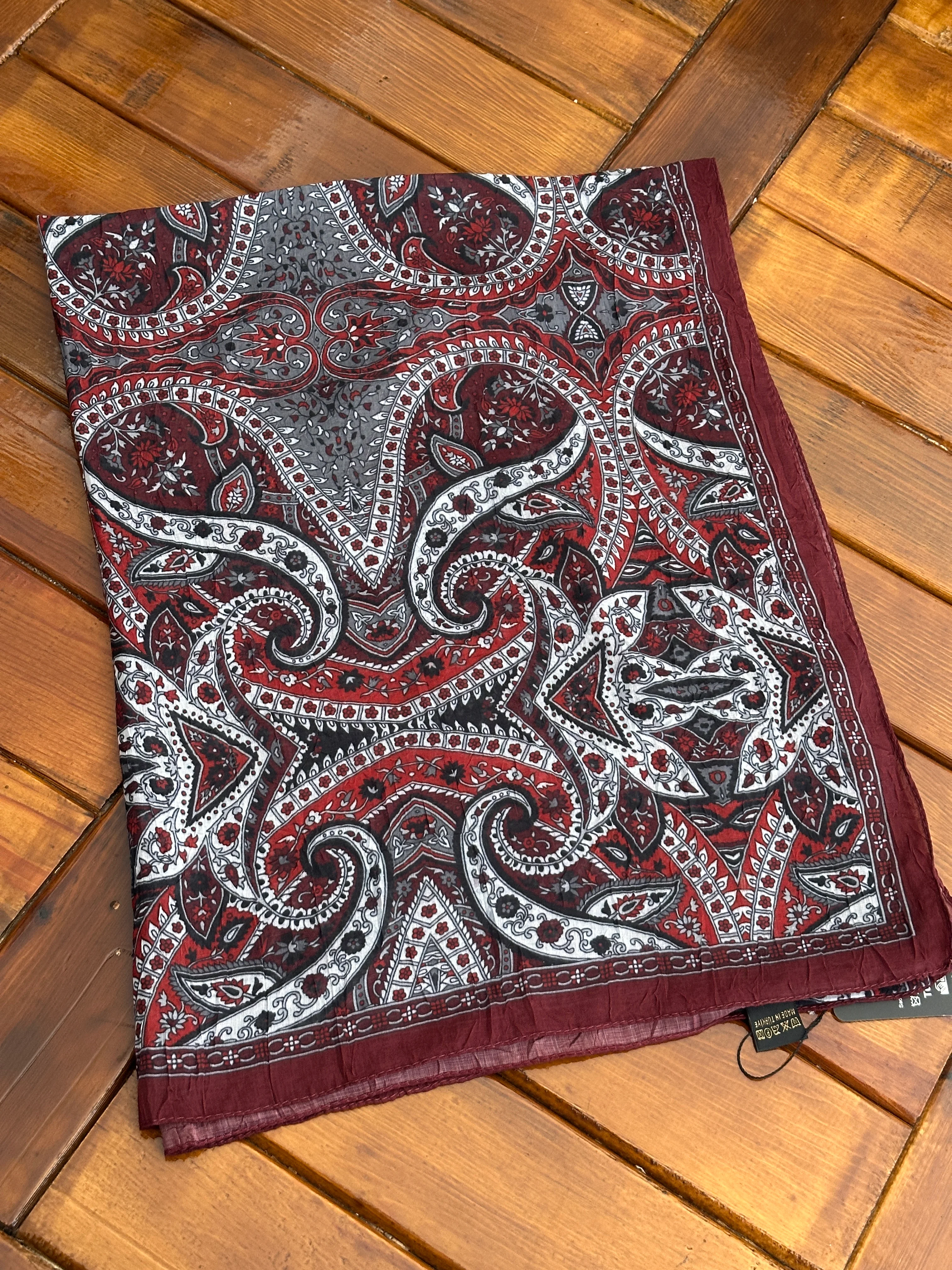 3.Etnik Desen Bambu Kraş Şal