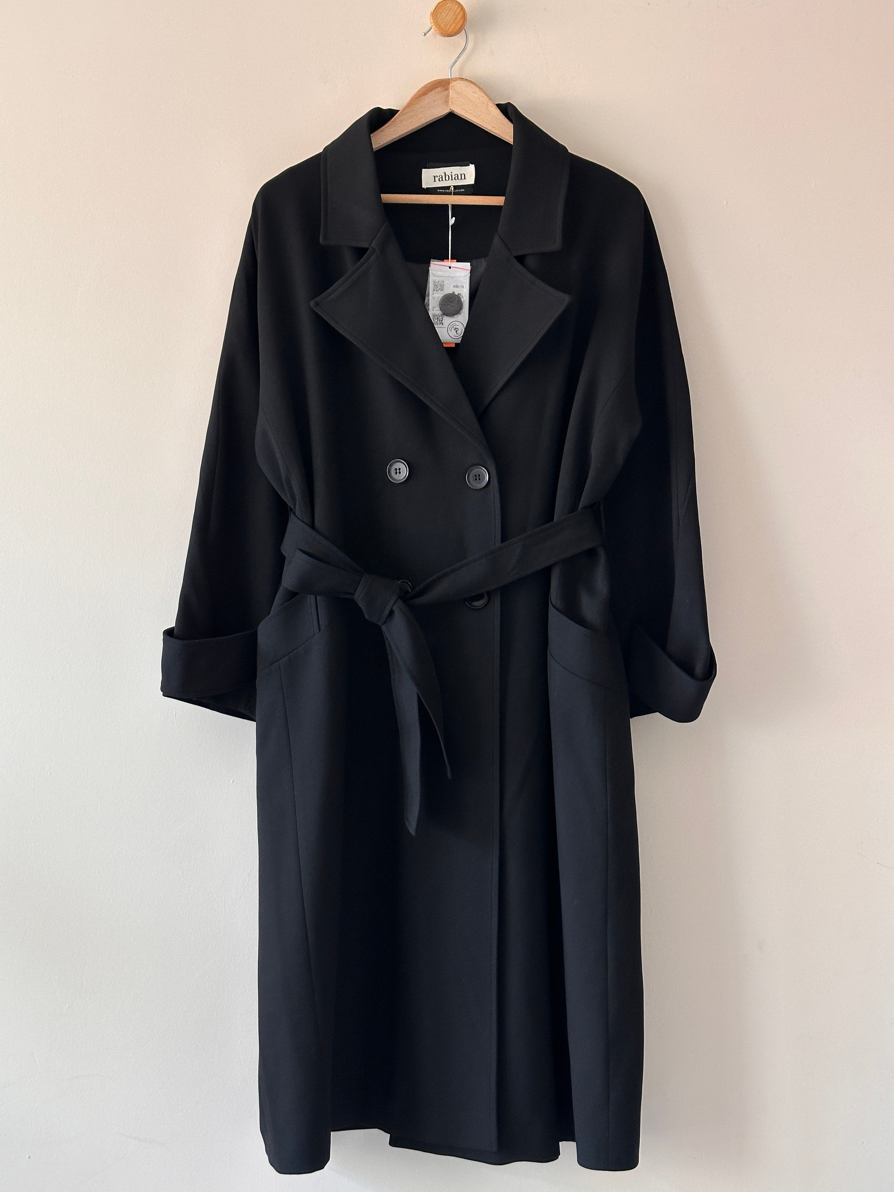 Oversize Klasik Premium Trençkot-Astarlı - Siyah
