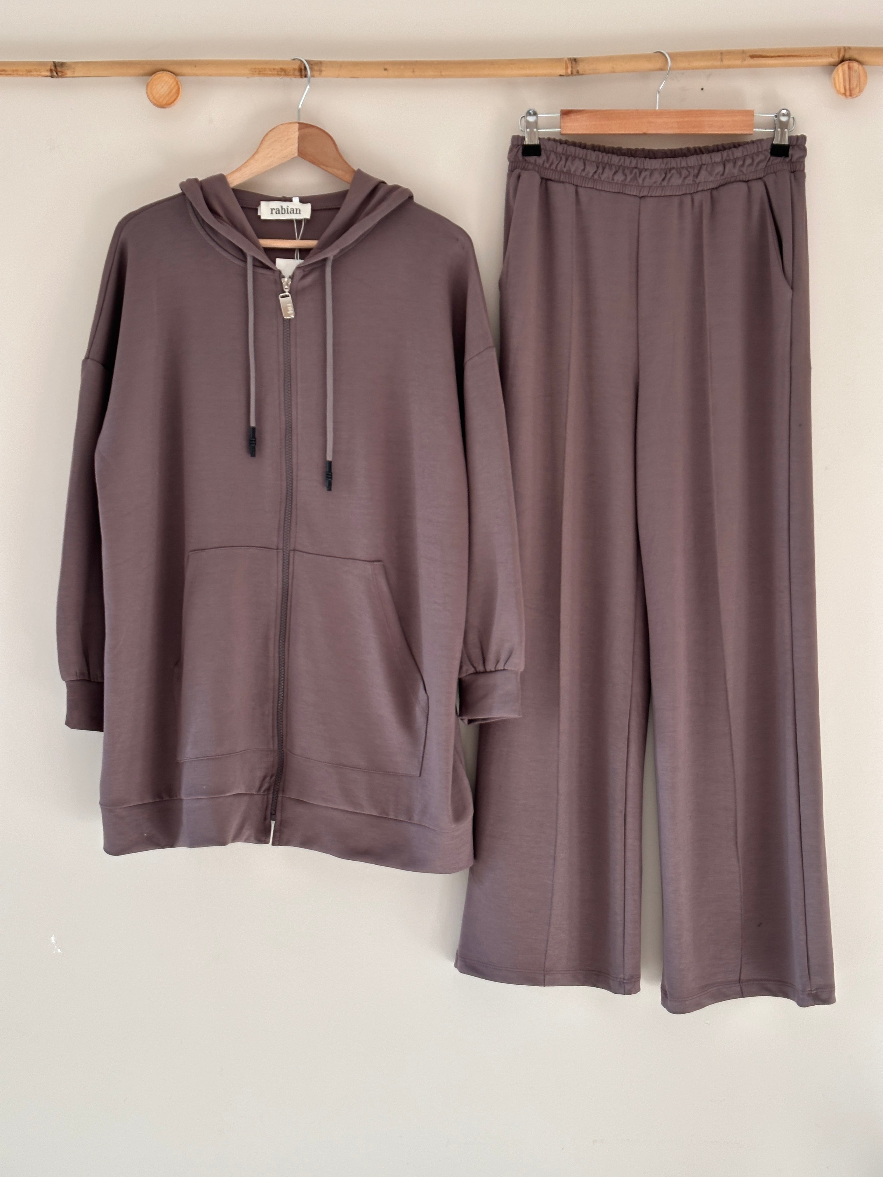 Kapüşonlu Oysho Pantalonlu Takım - Toprak