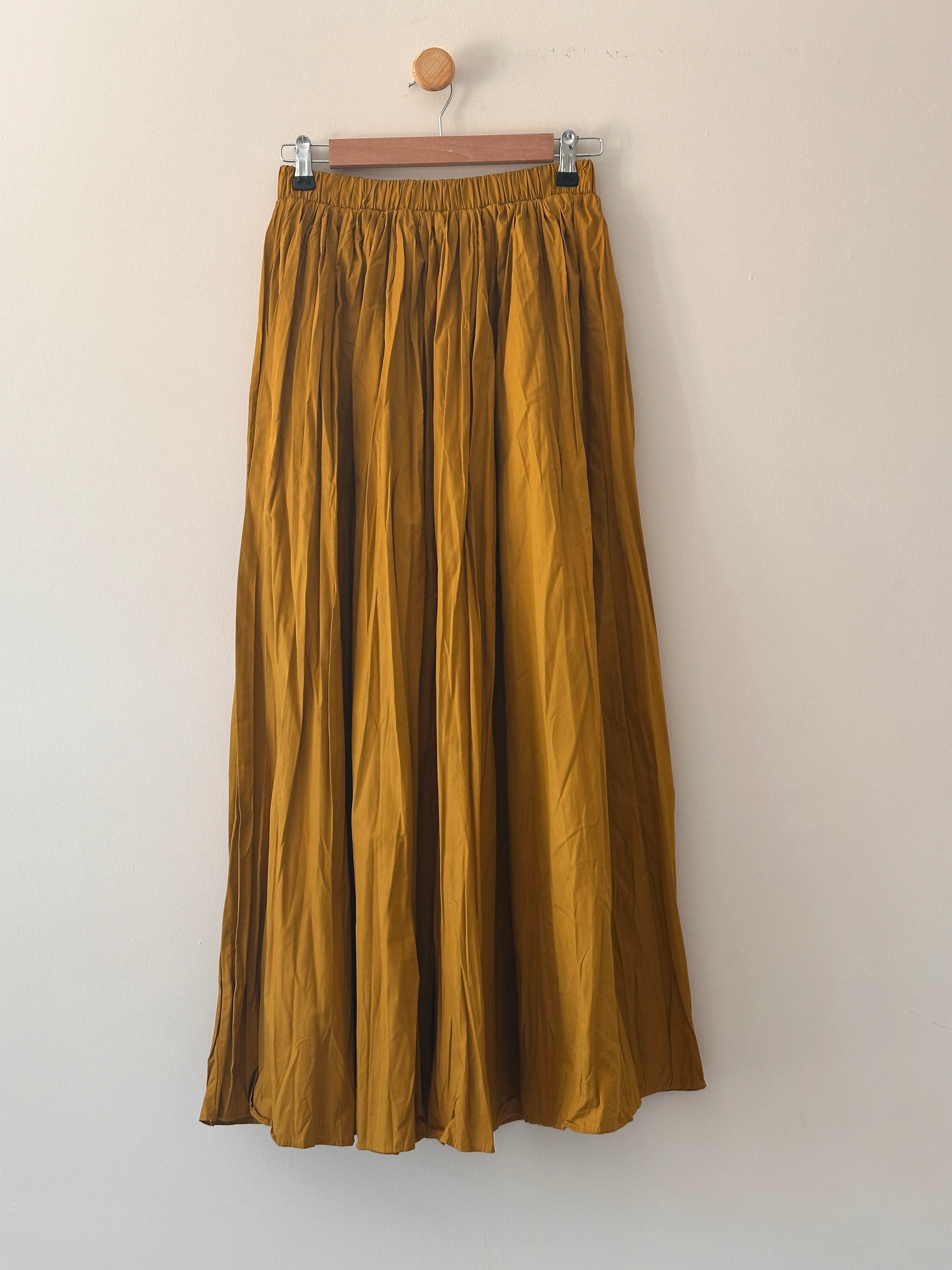 Poplin Kraş Etek - Hardal