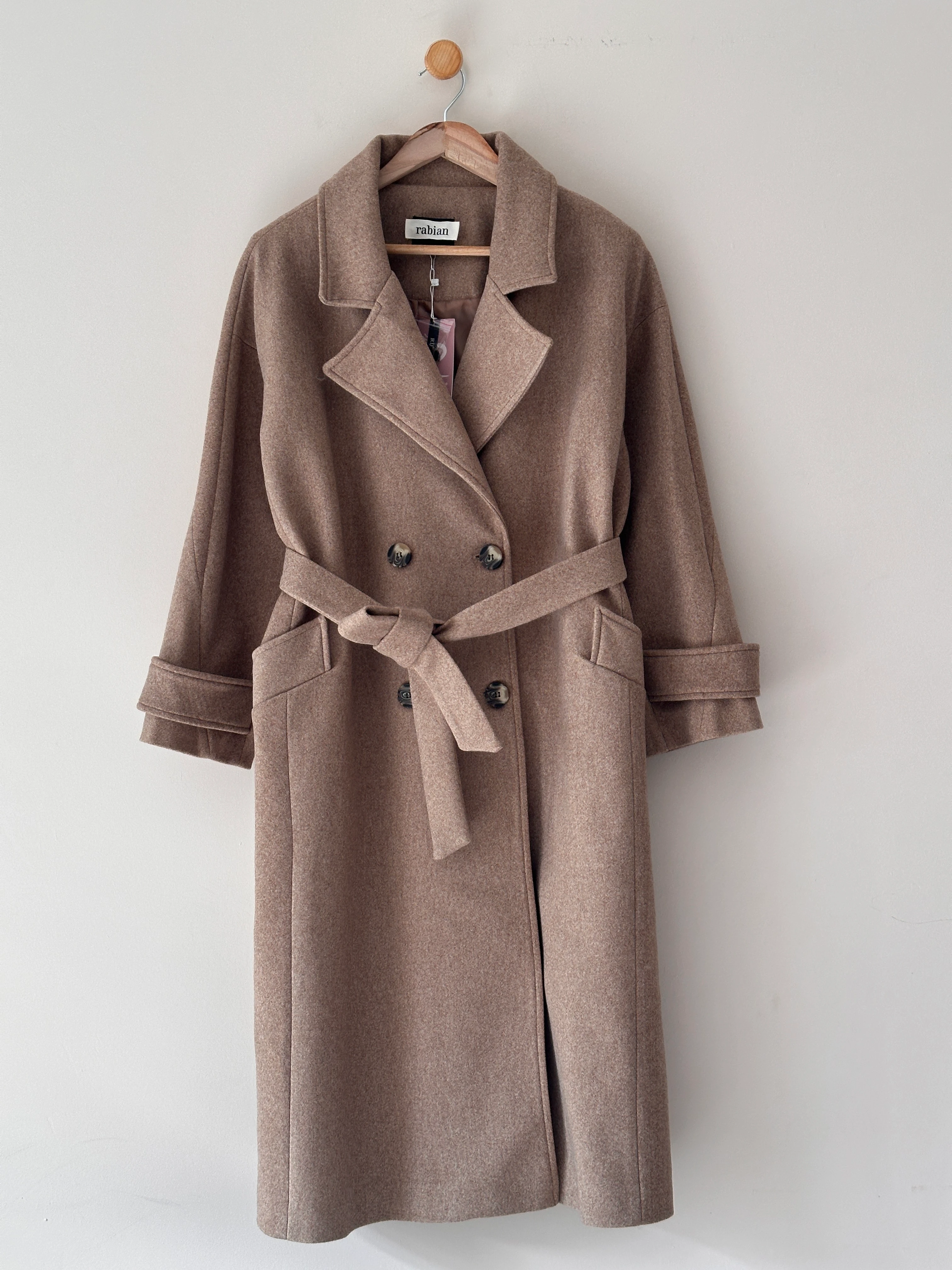 Premium Uzun Kaşe Kaban - Camel