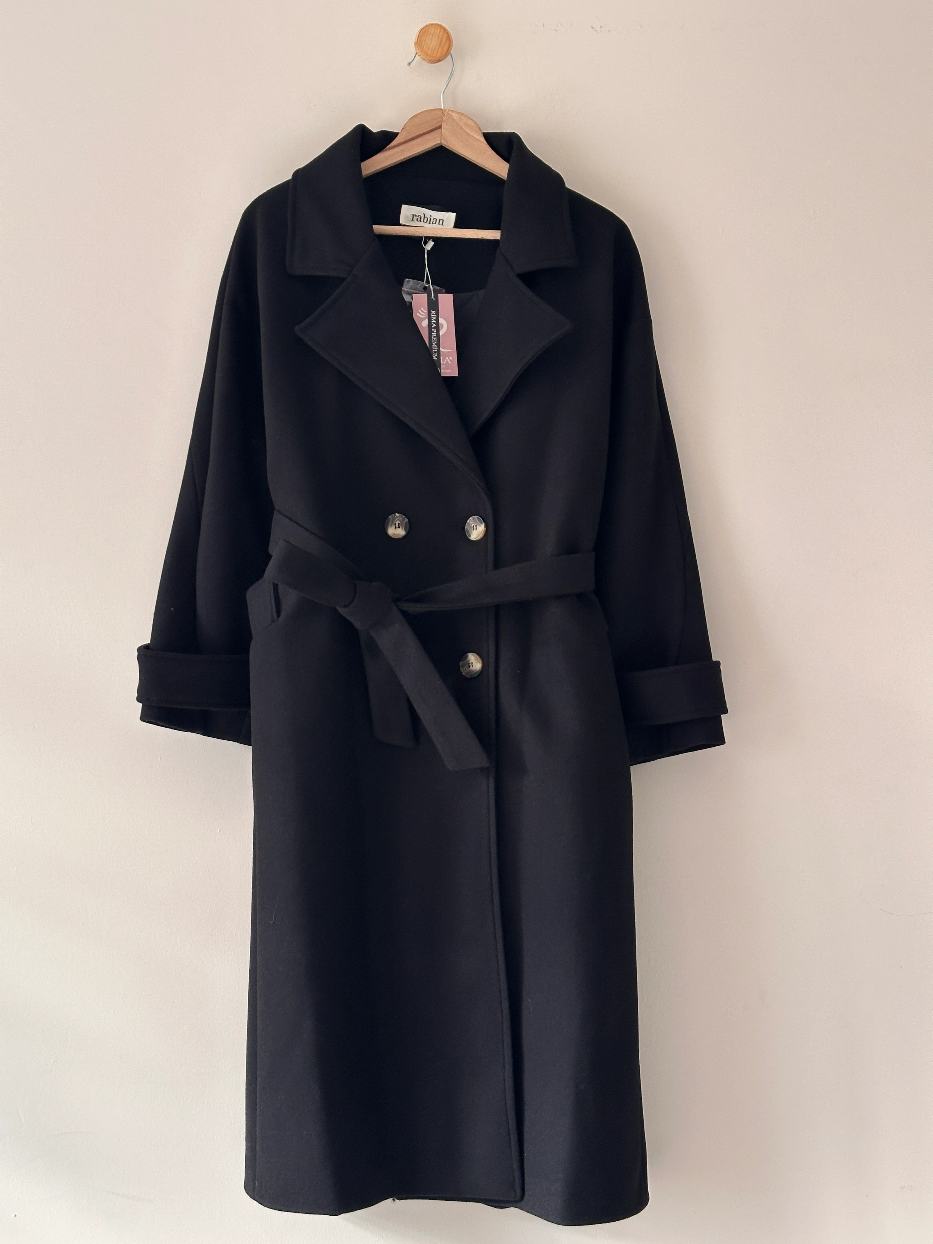 Premium Uzun Kaşe Kaban - Siyah