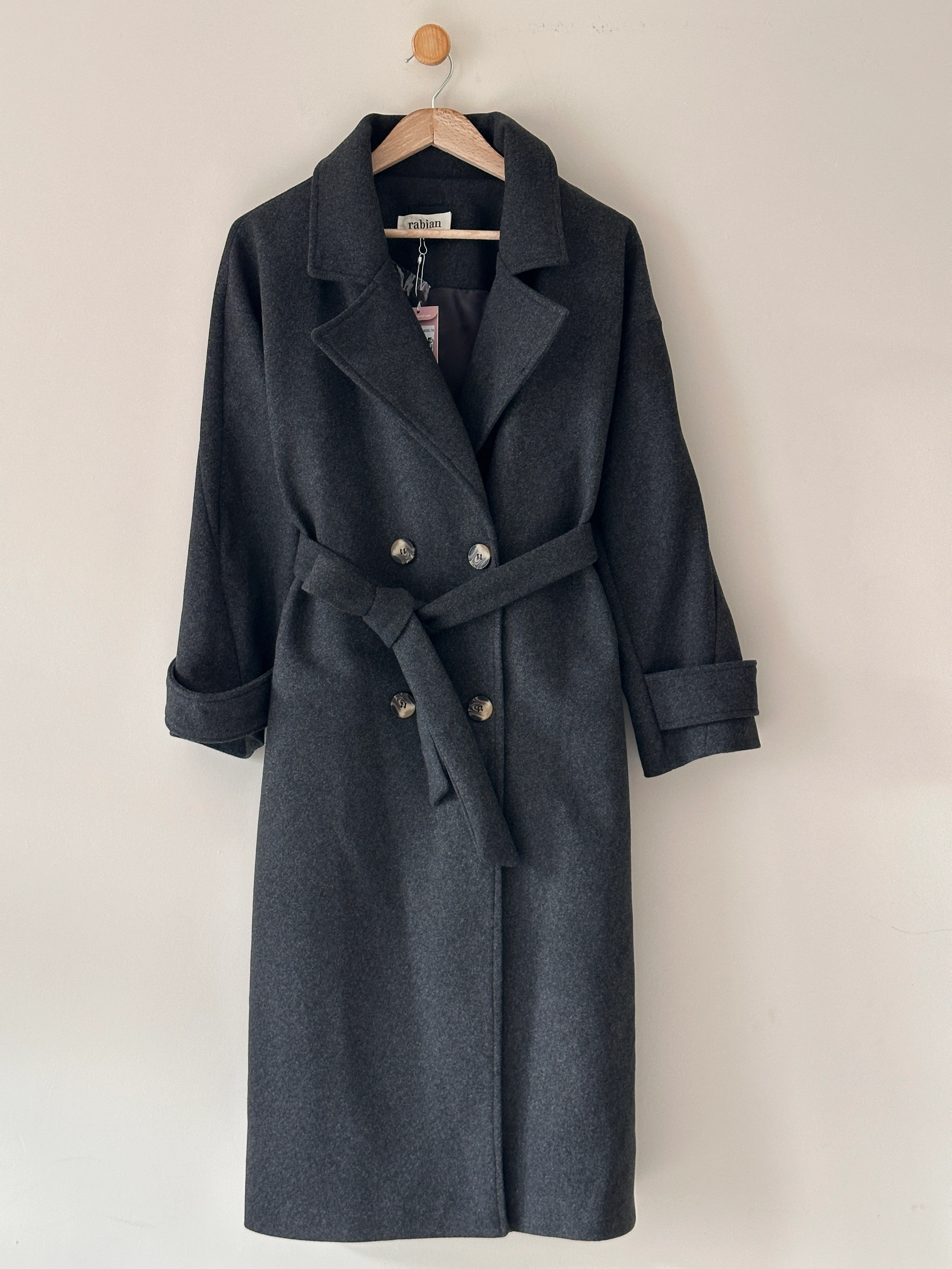 Premium Uzun Kaşe Kaban - Antrasit