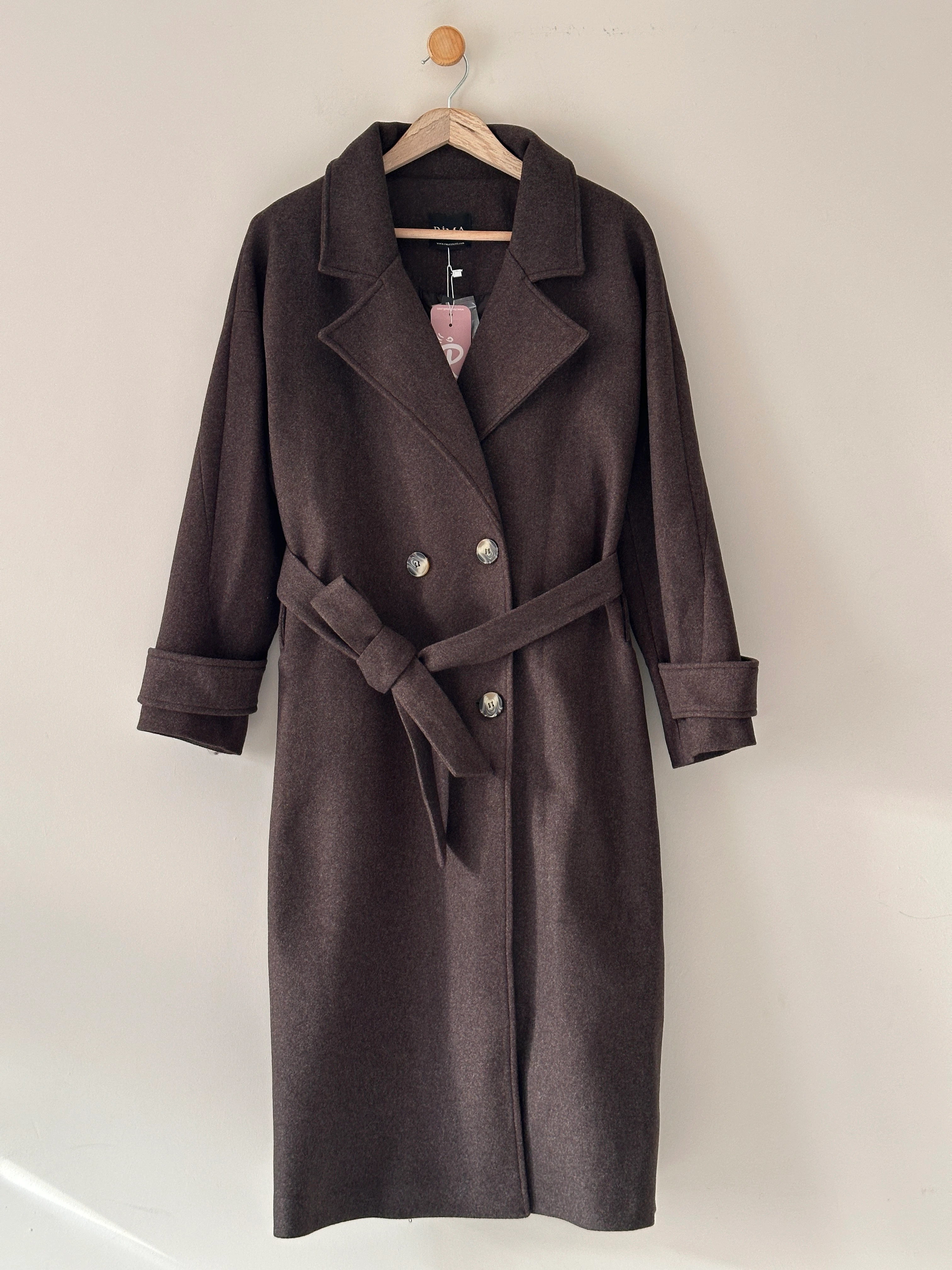 Premium Uzun Kaşe Kaban - Kahve