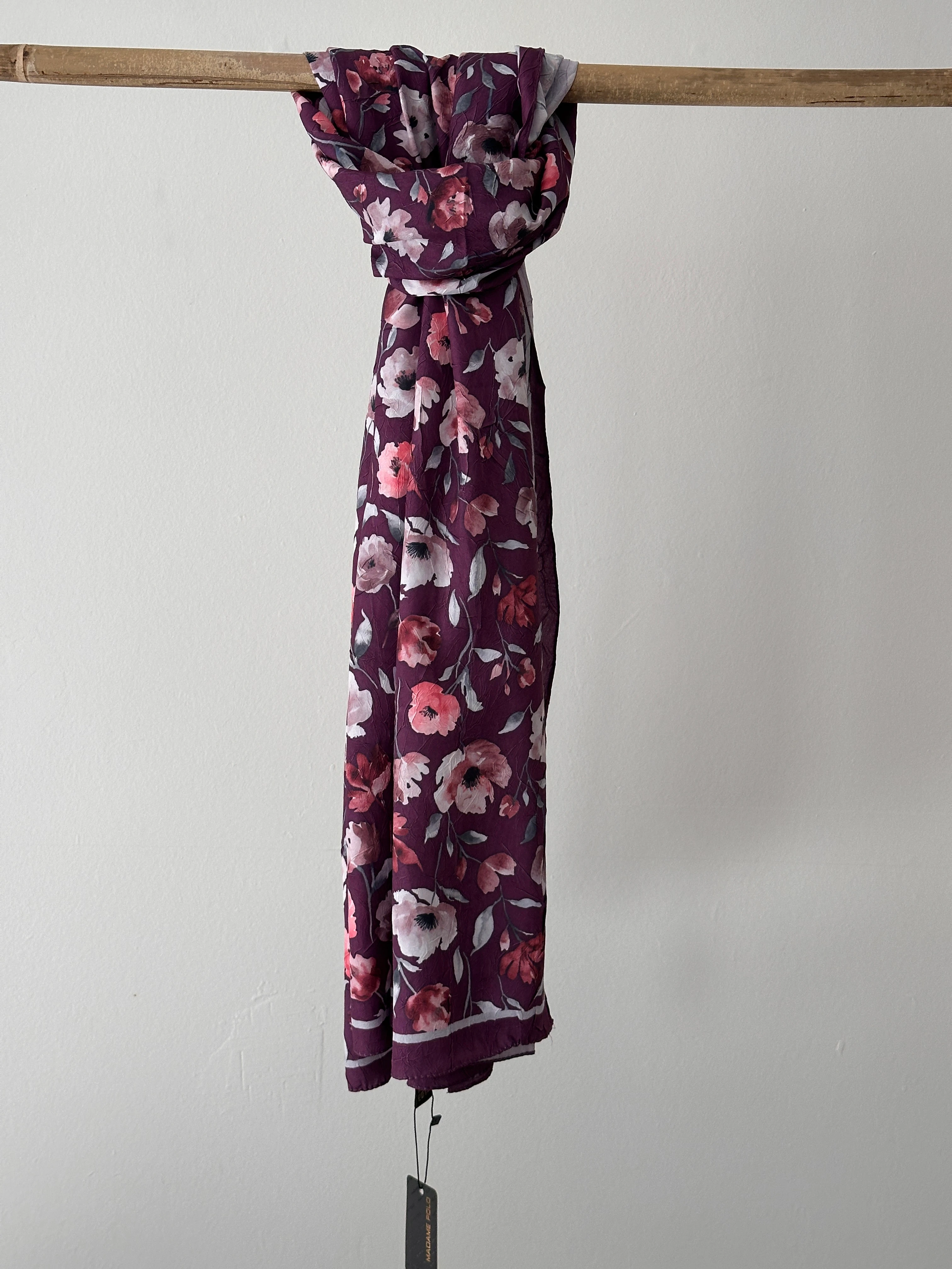 Çiçek Desenli Bambu Kraş Şal