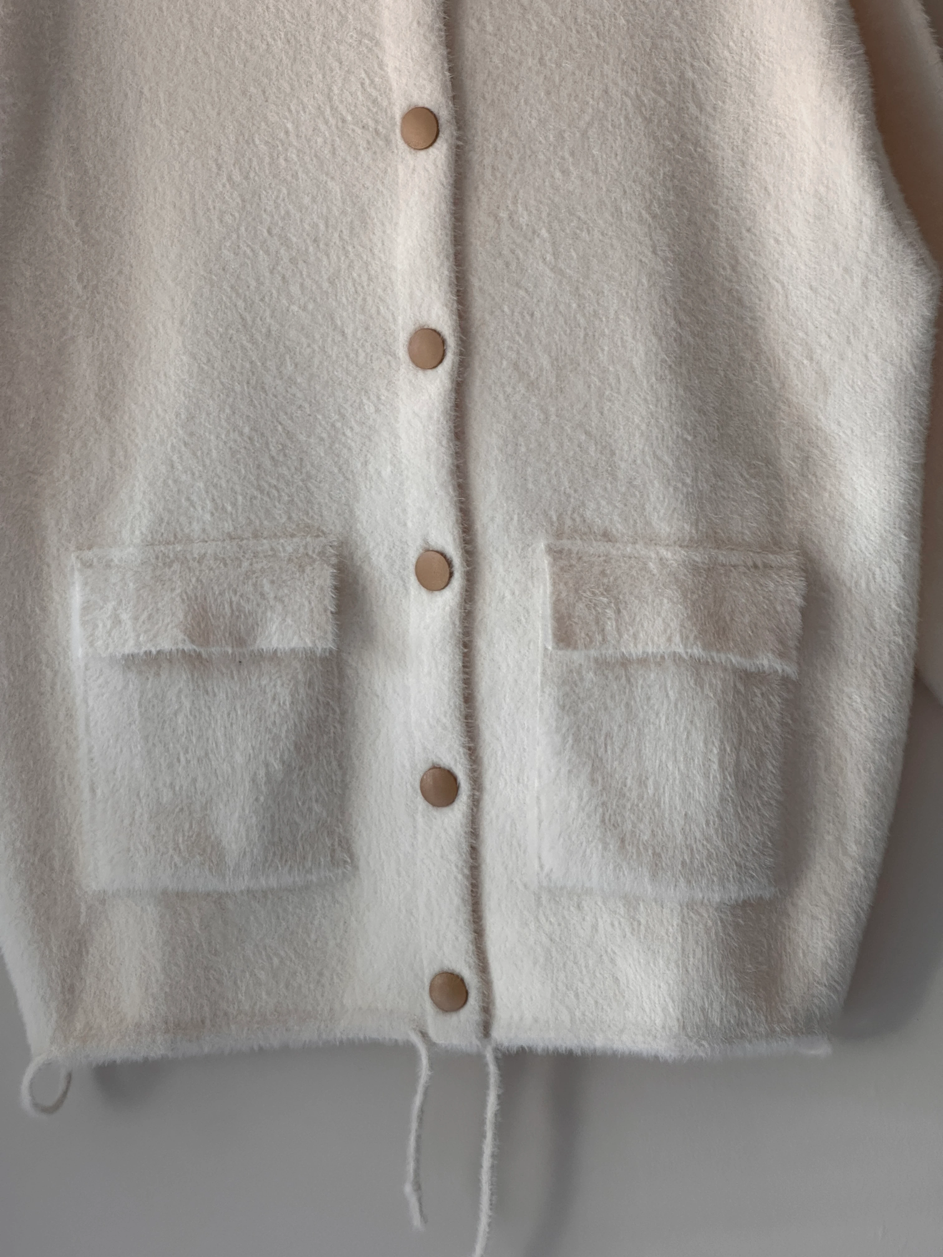 Düğmeli Biyeli Kapüşonlu Angora Hoodie