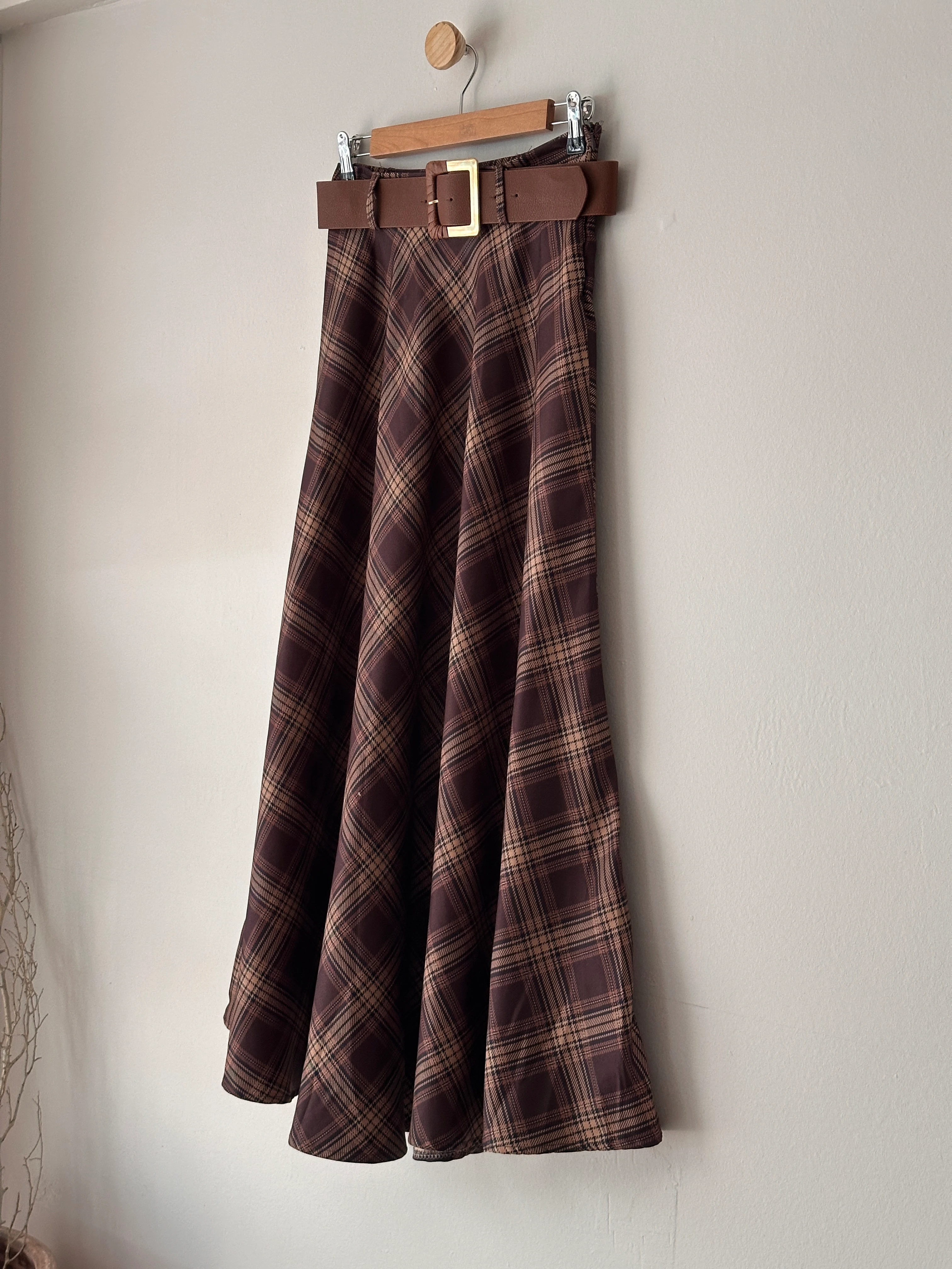 Kemerli Ekose Desen Etek