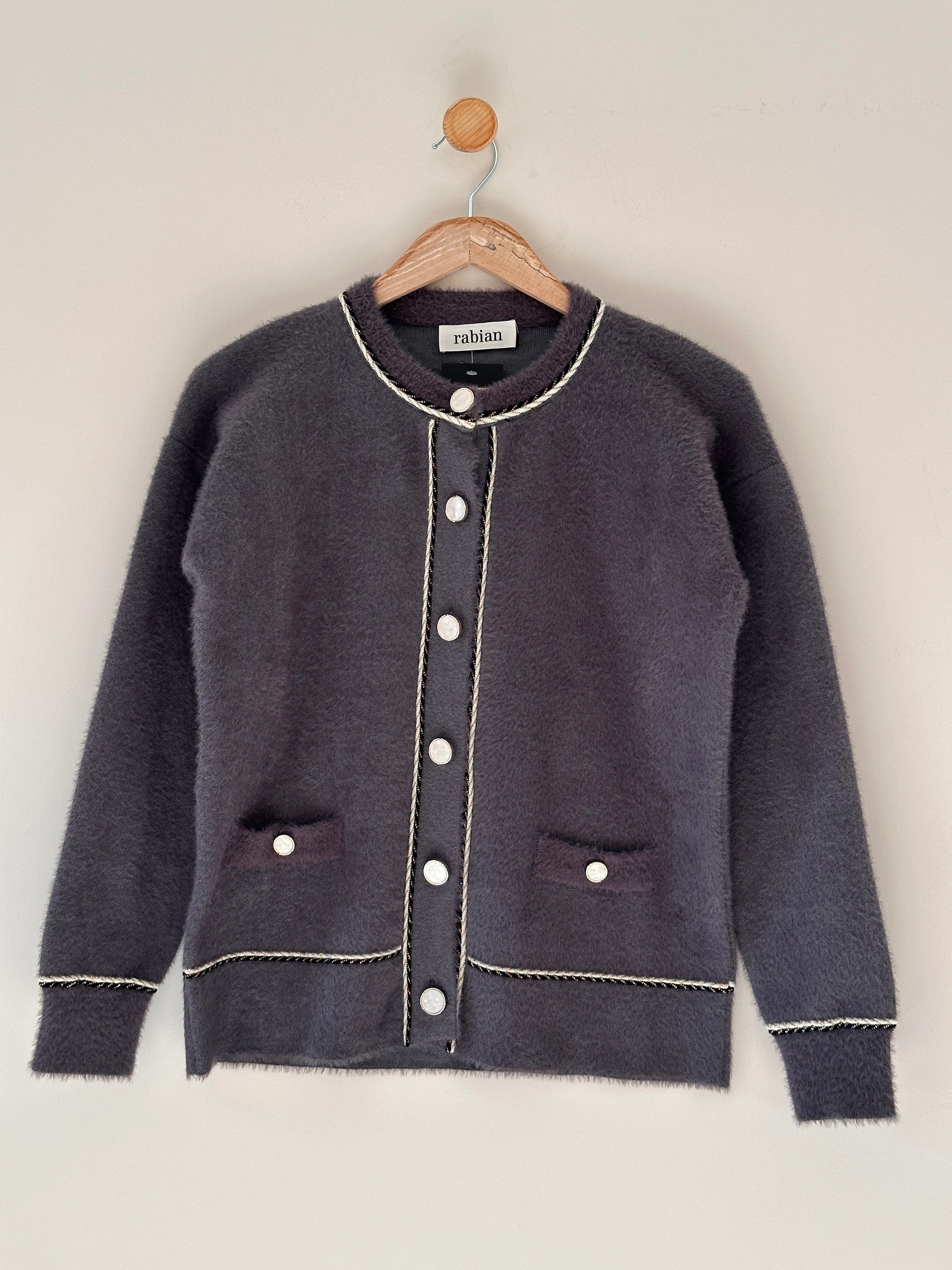 Brit Detaylı Angora  Hırka-59 cm