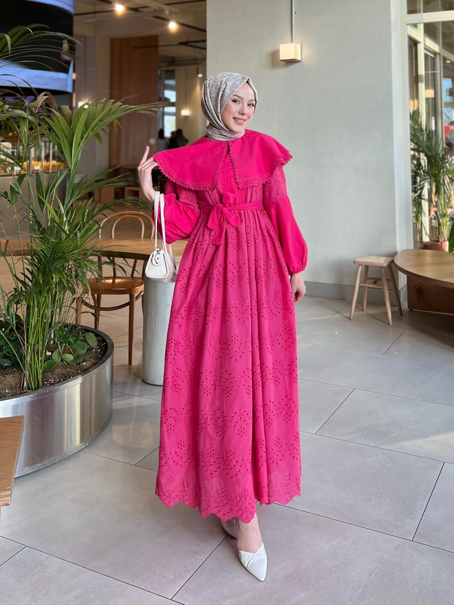 Bebe Yaka Fisto Elbise - Pembe