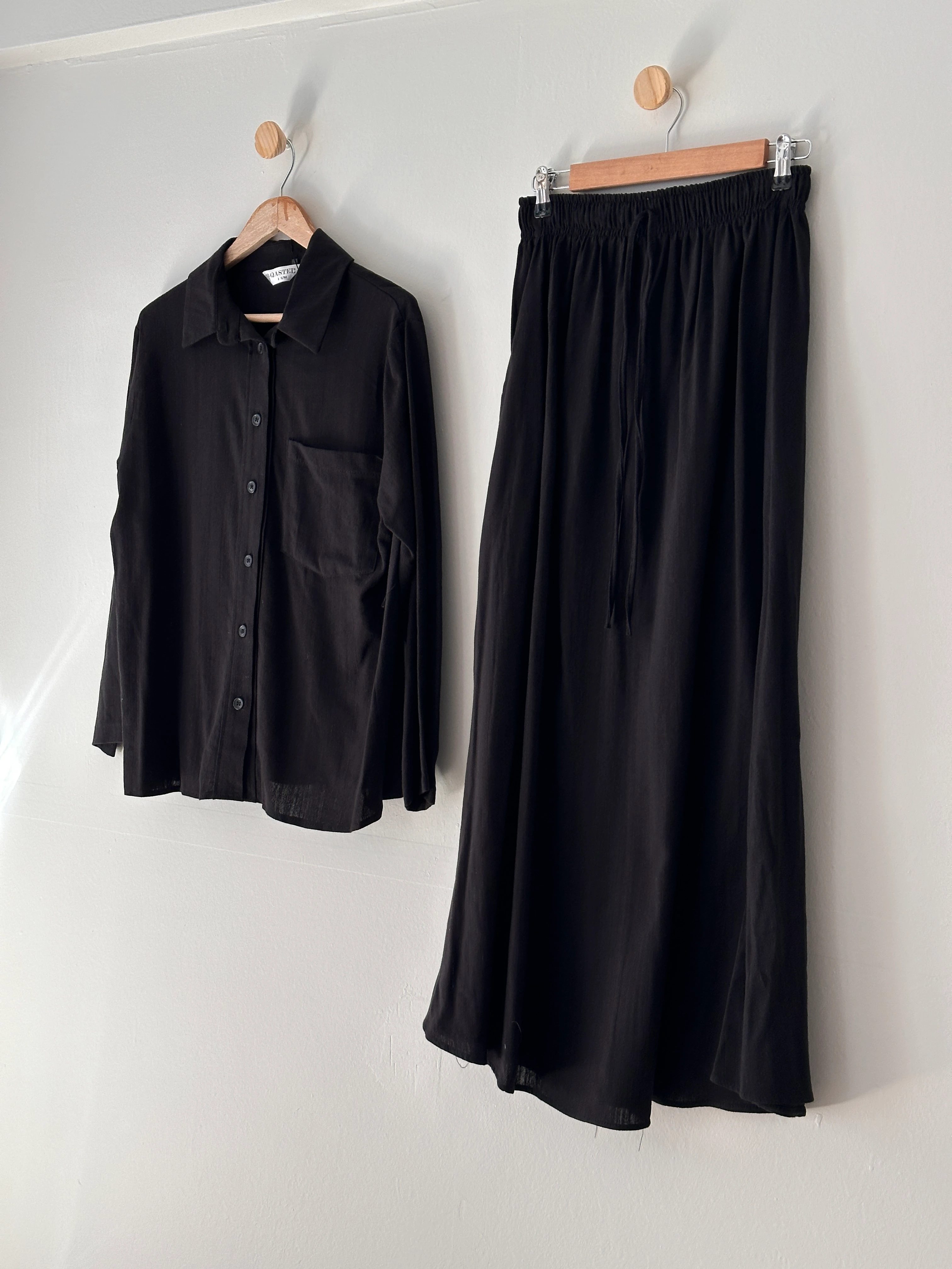 %100 Keten Etekli Gömlekli Takım