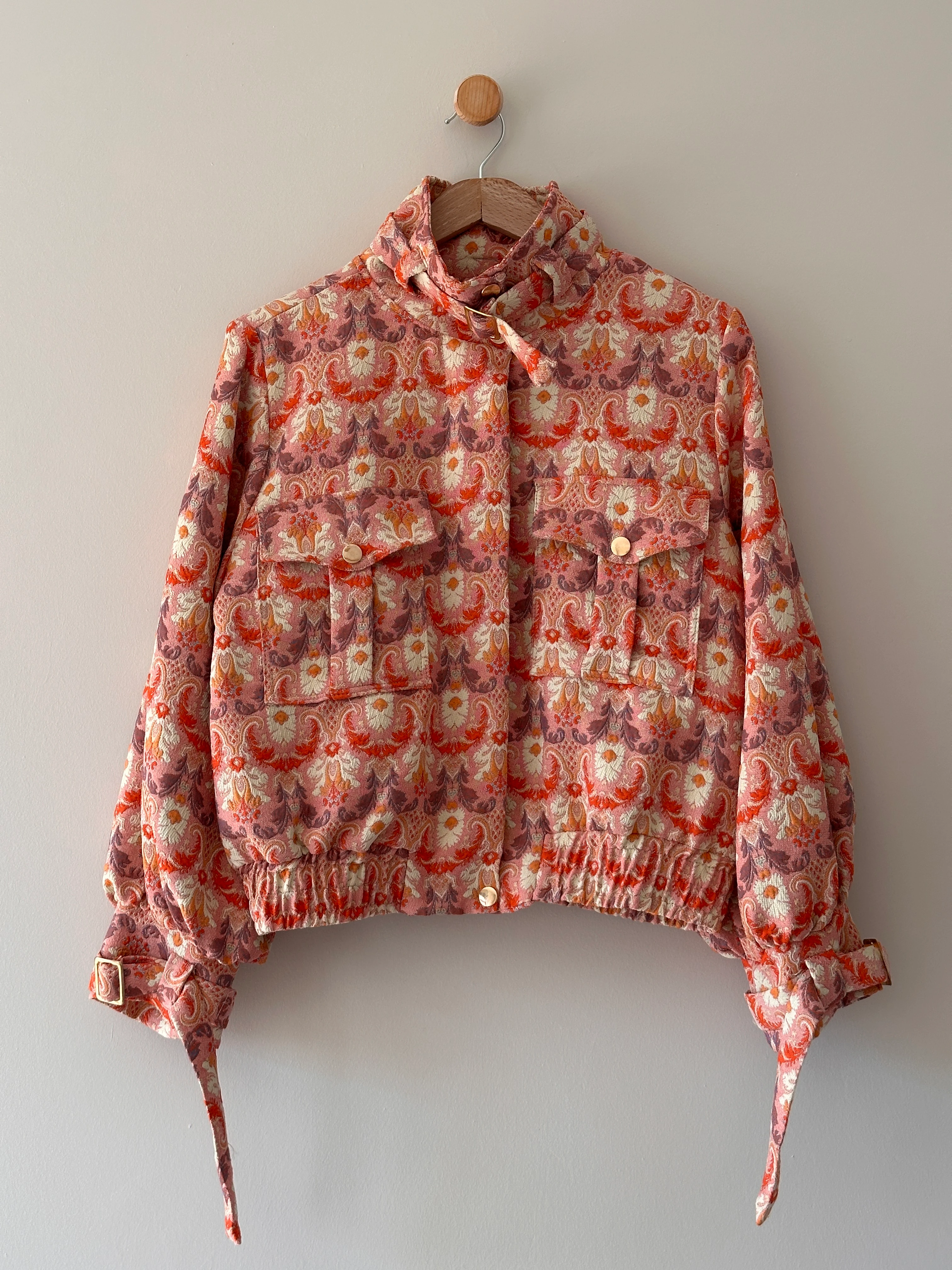 Özel Tasarım Jakarlı Bomber Ceket - Pembe