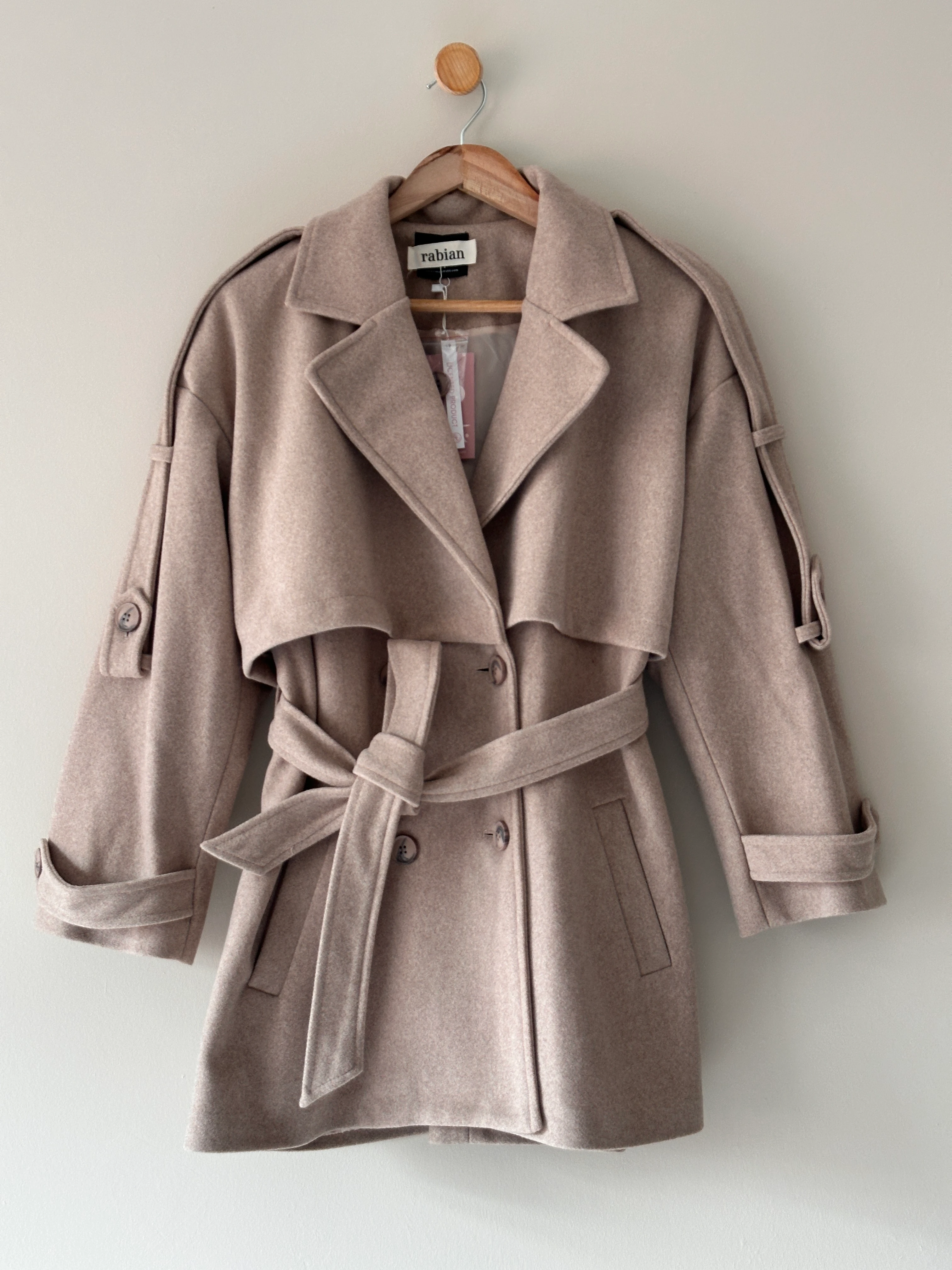 Premium Kısa Kaşe Kaban-Astarlı - Bej