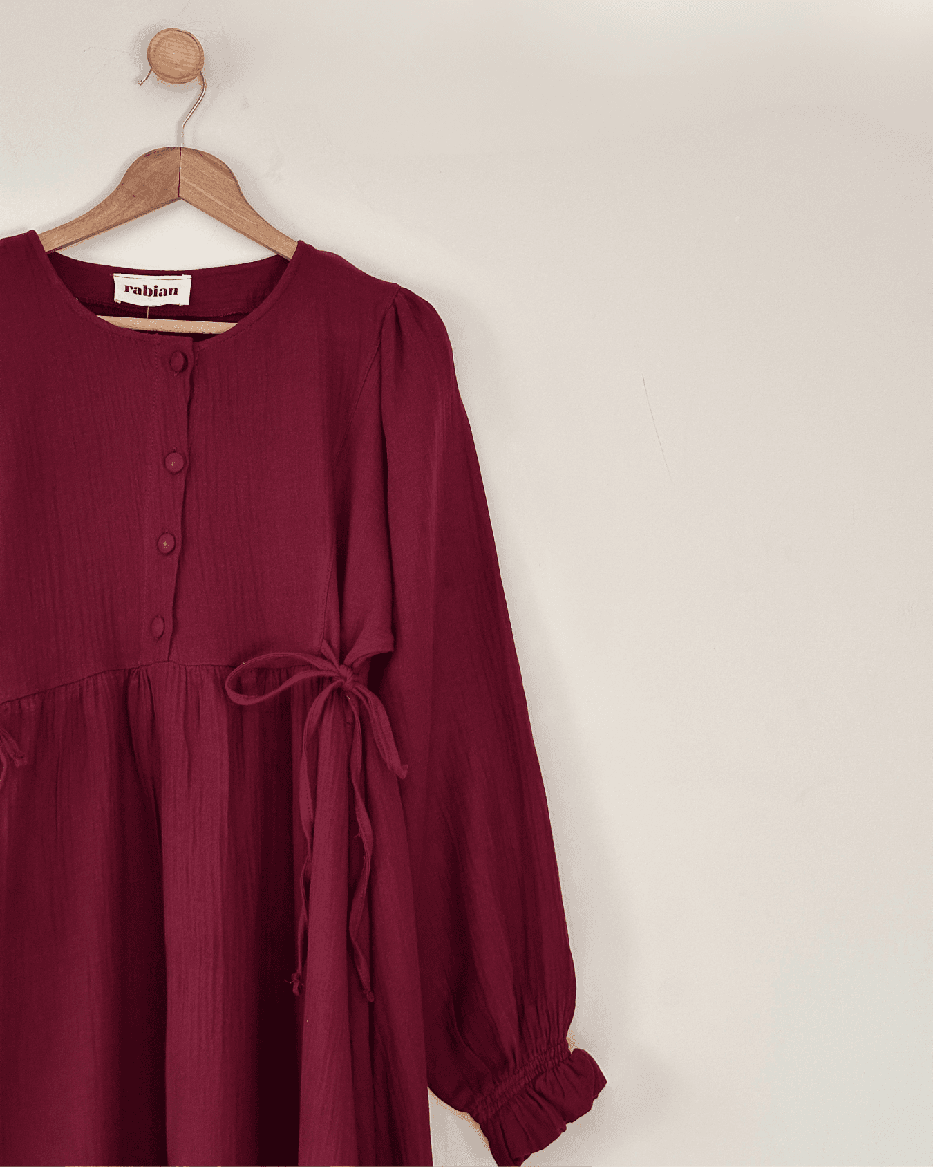 Belden Bağlamalı Müslin Oversize Elbise – Hafif ve Rahat Şıklık - Bordo