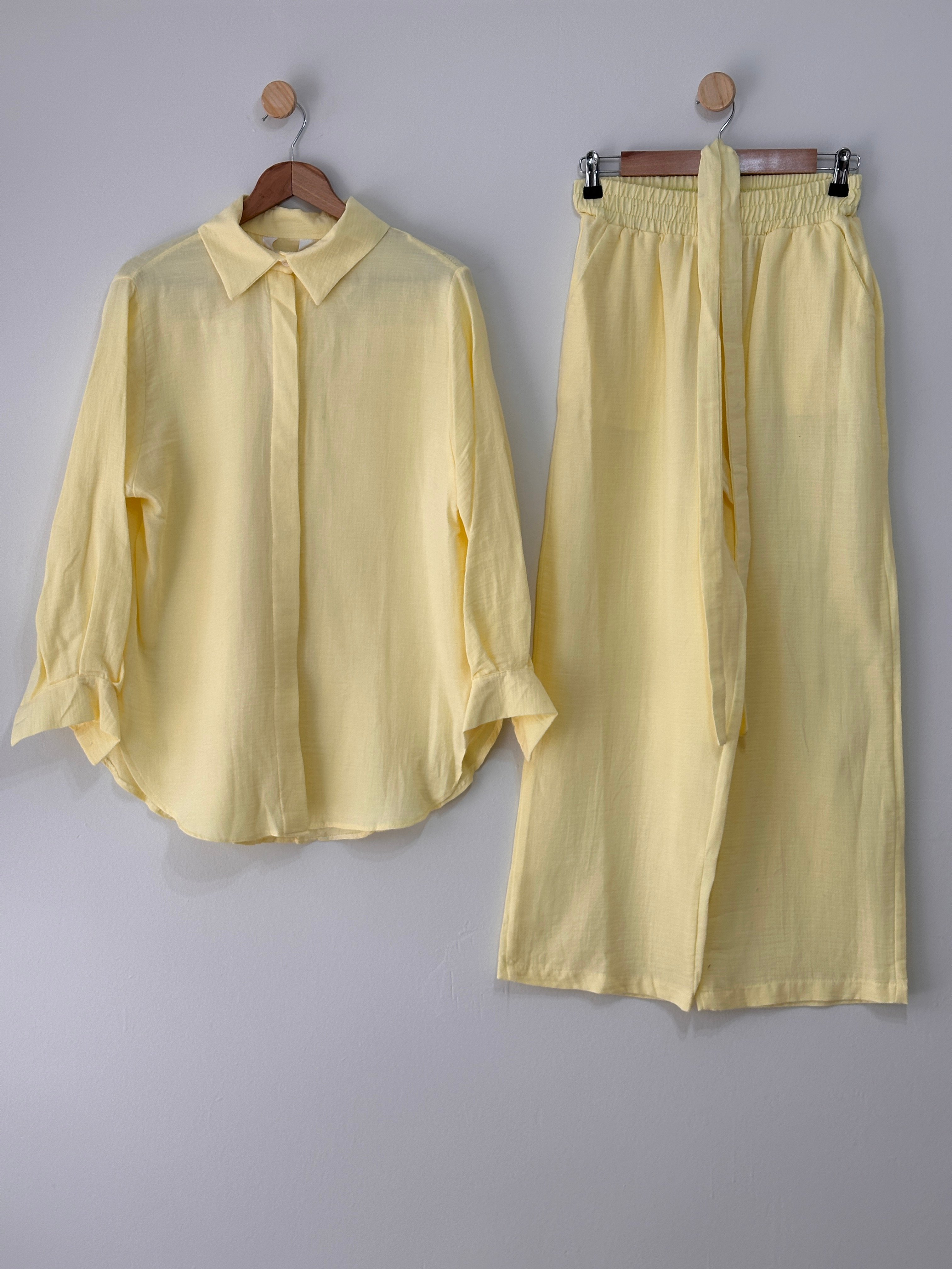 Pantalonlu Müslin Takım - Sarı